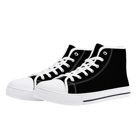 Womens Black and White High Top Canvas Shoes - NocturnalExpressions