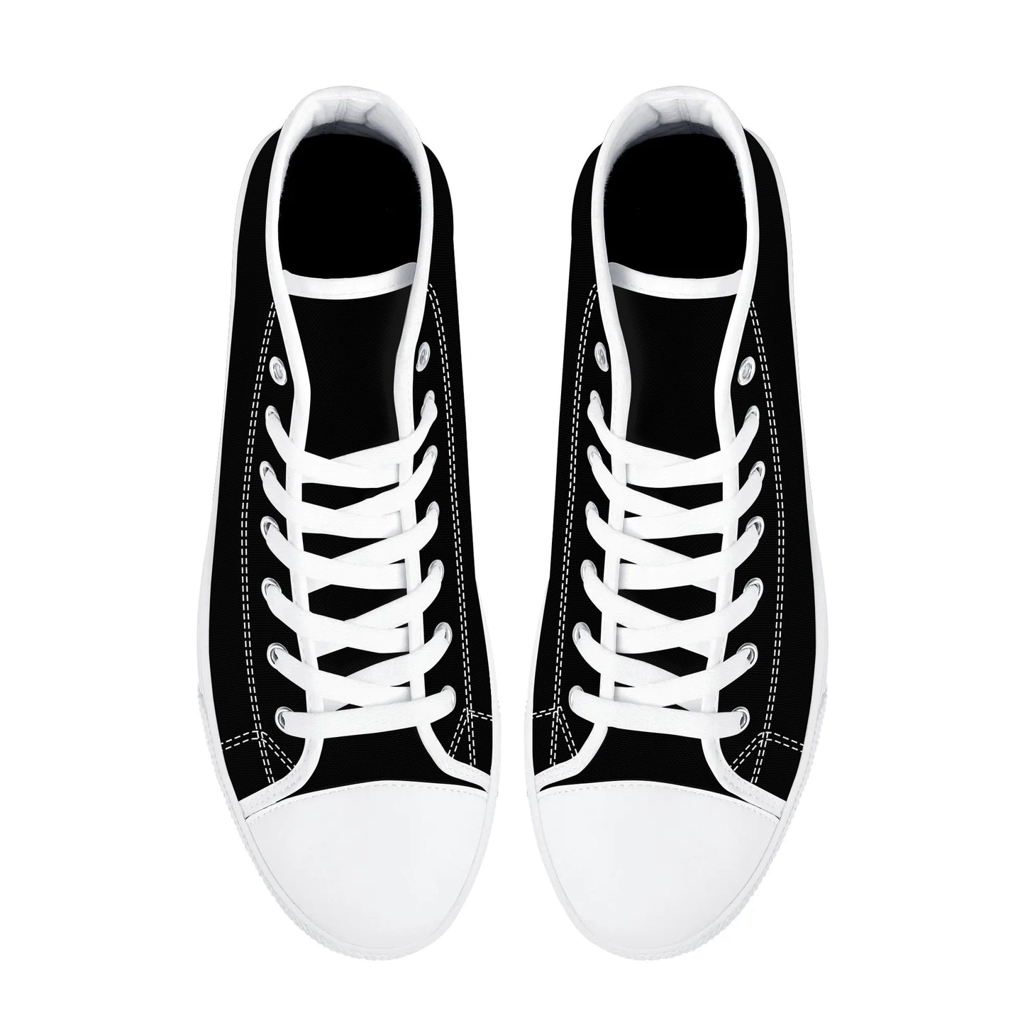 Womens Black and White High Top Canvas Shoes - NocturnalExpressions