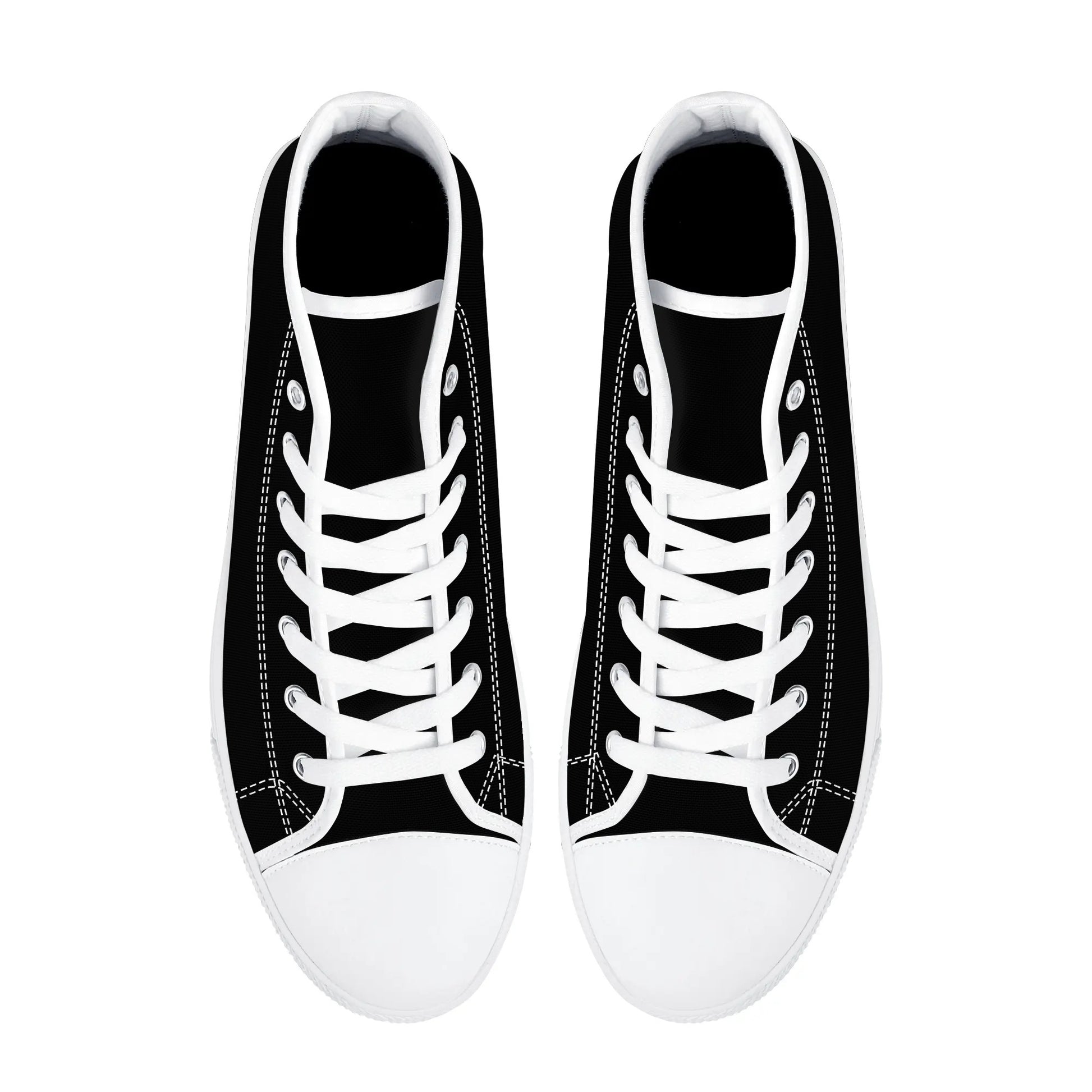 Womens Black and White High Top Canvas Shoes - NocturnalExpressions