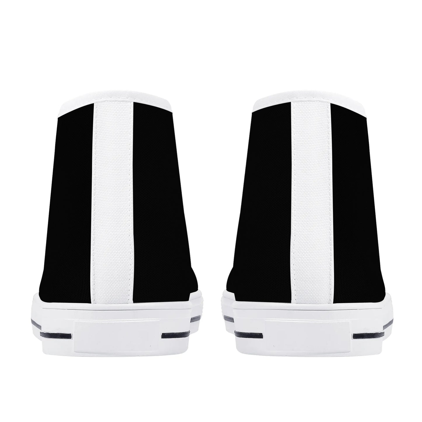 Womens Black and White High Top Canvas Shoes - NocturnalExpressions