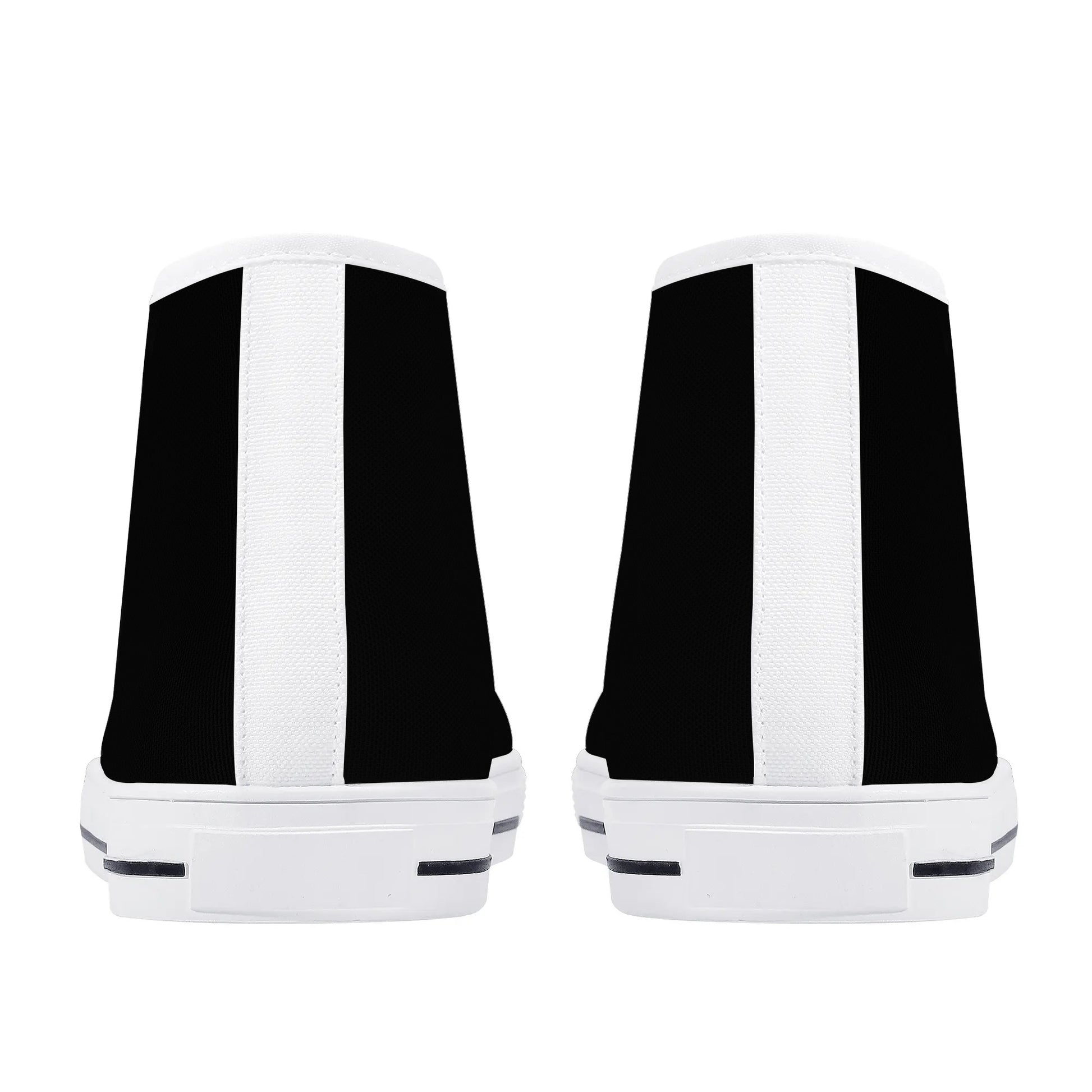 Womens Black and White High Top Canvas Shoes - NocturnalExpressions