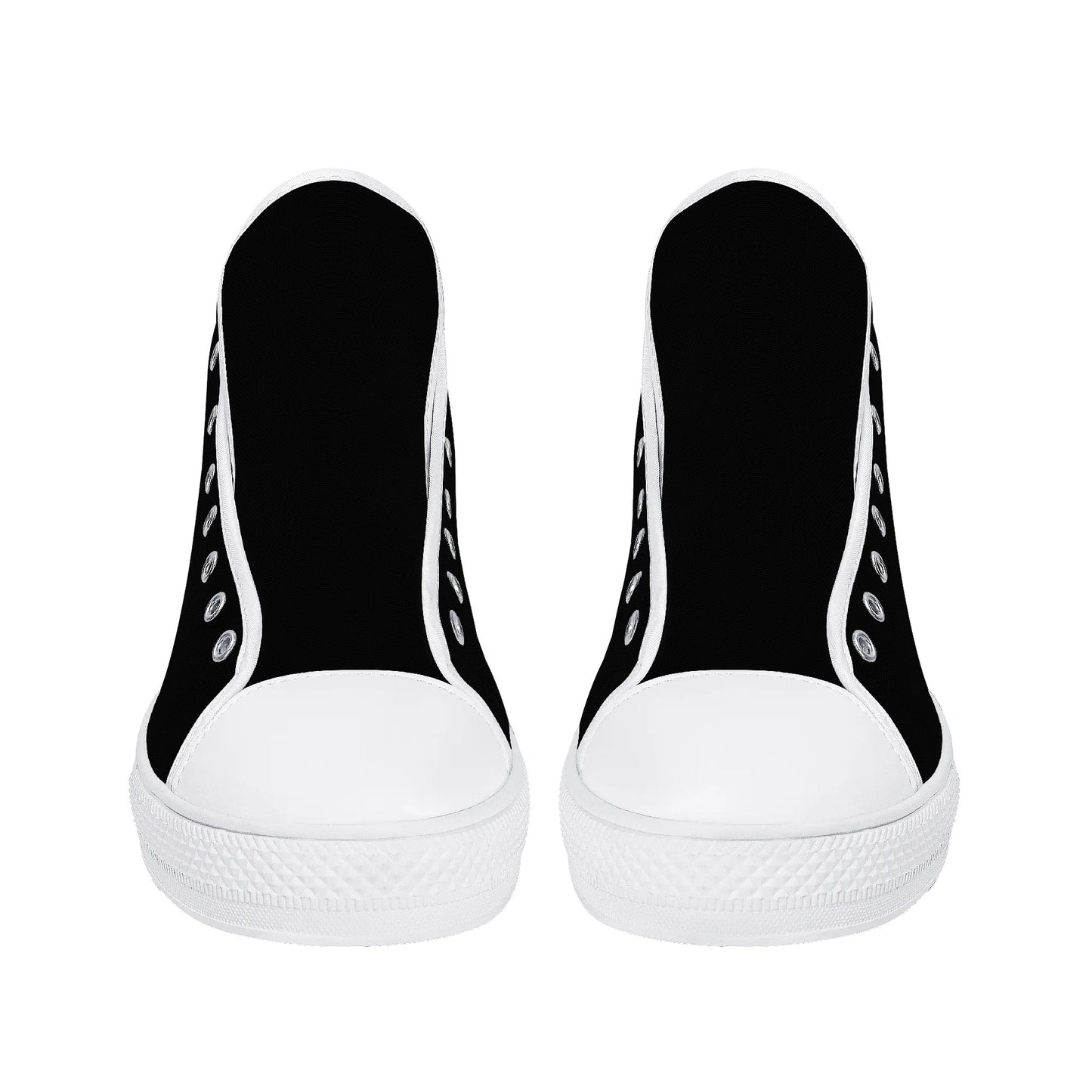 Womens Black and White High Top Canvas Shoes - NocturnalExpressions