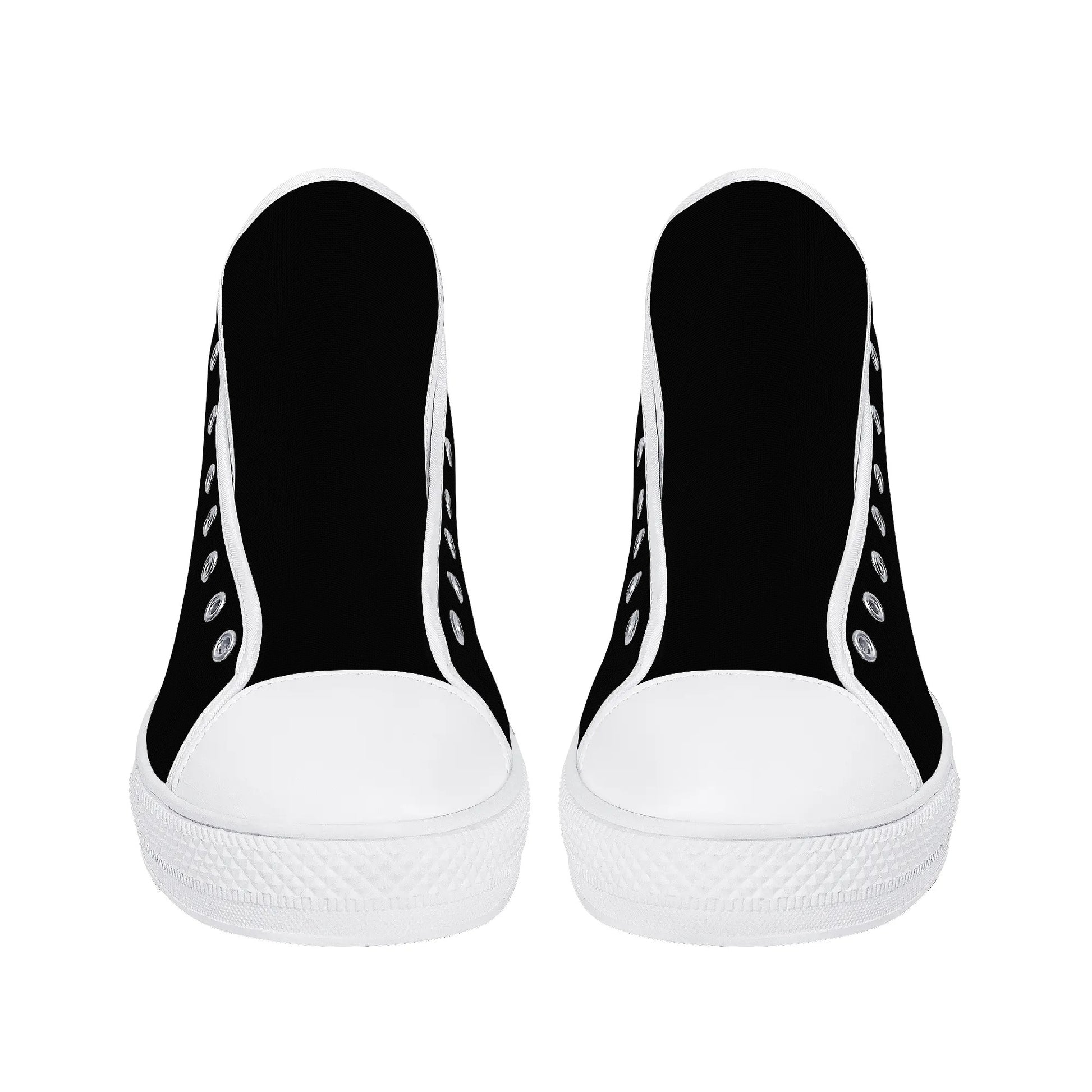 Womens Black and White High Top Canvas Shoes - NocturnalExpressions