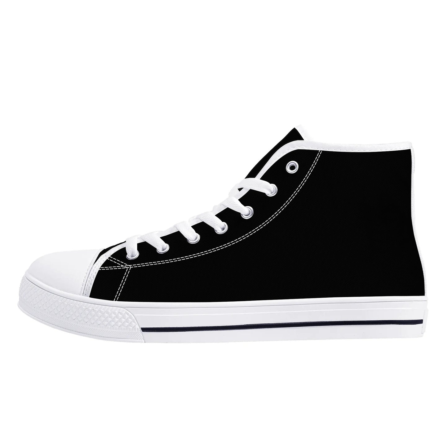 Womens Black and White High Top Canvas Shoes - NocturnalExpressions