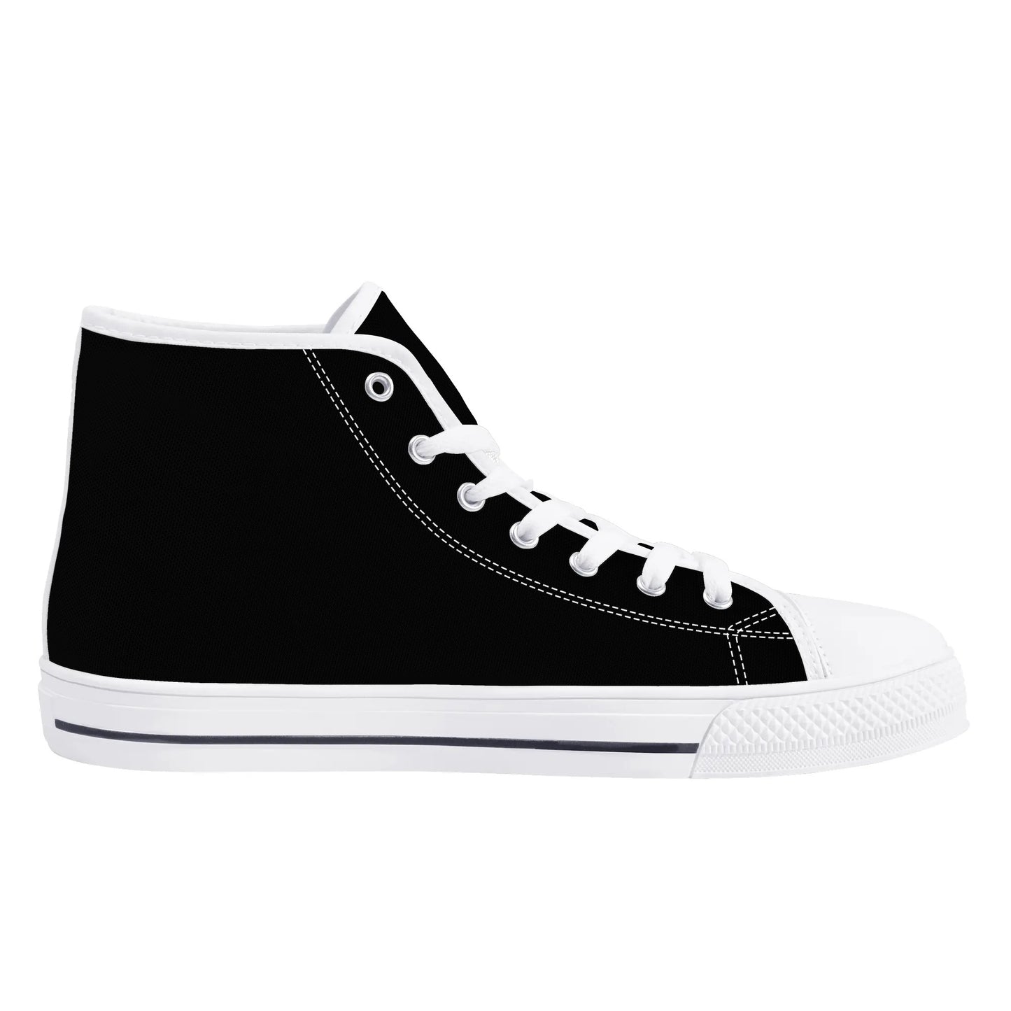 Womens Black and White High Top Canvas Shoes - NocturnalExpressions