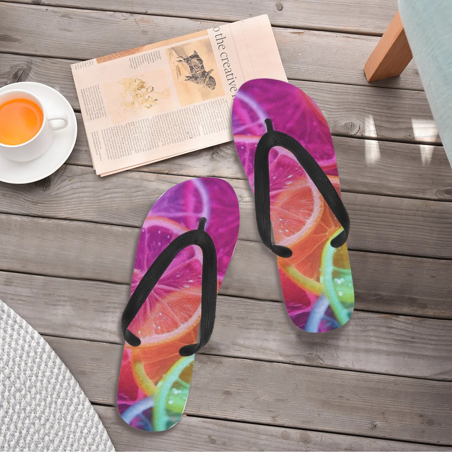 Womens Colorful Summer Style Printed Flip Flops - NocturnalExpressions