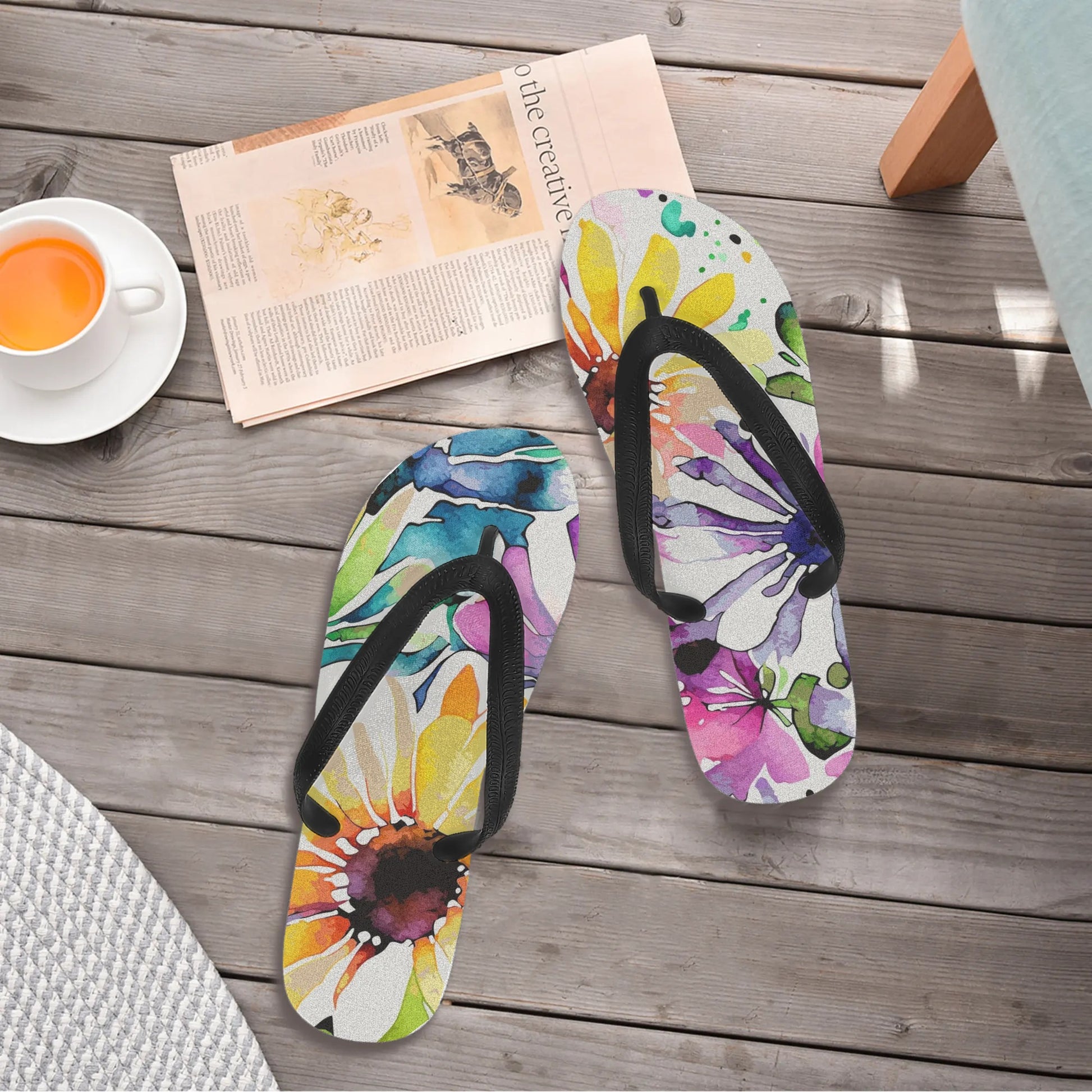 Womens Colorful Summer Style Printed Flip Flops - NocturnalExpressions