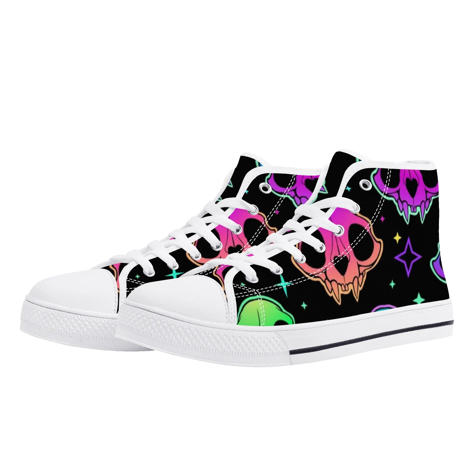 Womens Gothic Style High Top Canvas Shoes - NocturnalExpressions