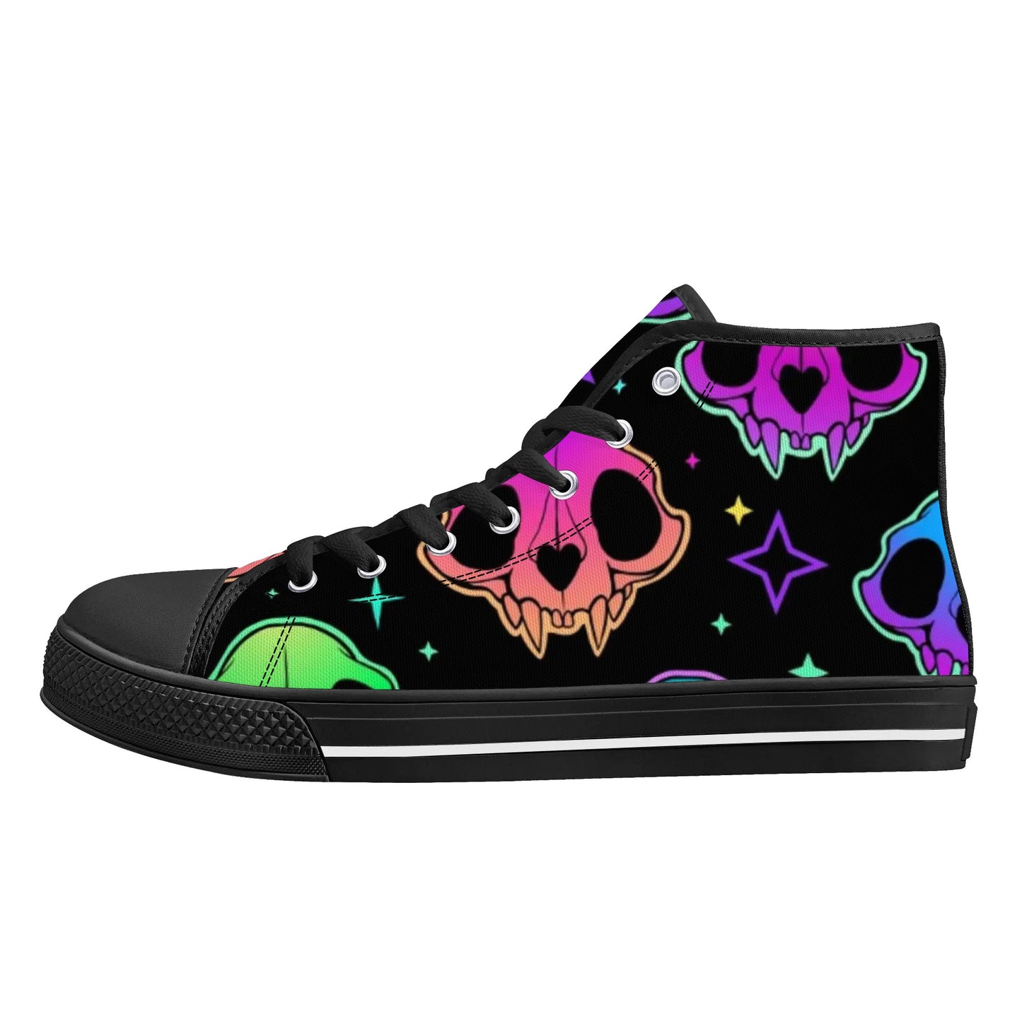 Womens Gothic Style High Top Canvas Shoes - NocturnalExpressions