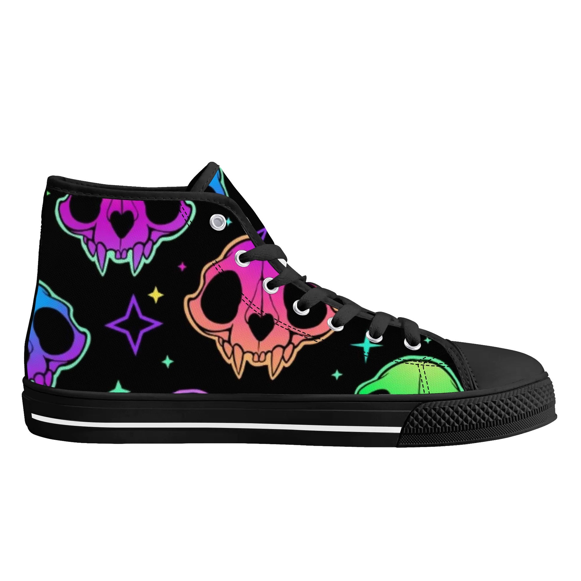 Womens Gothic Style High Top Canvas Shoes - NocturnalExpressions