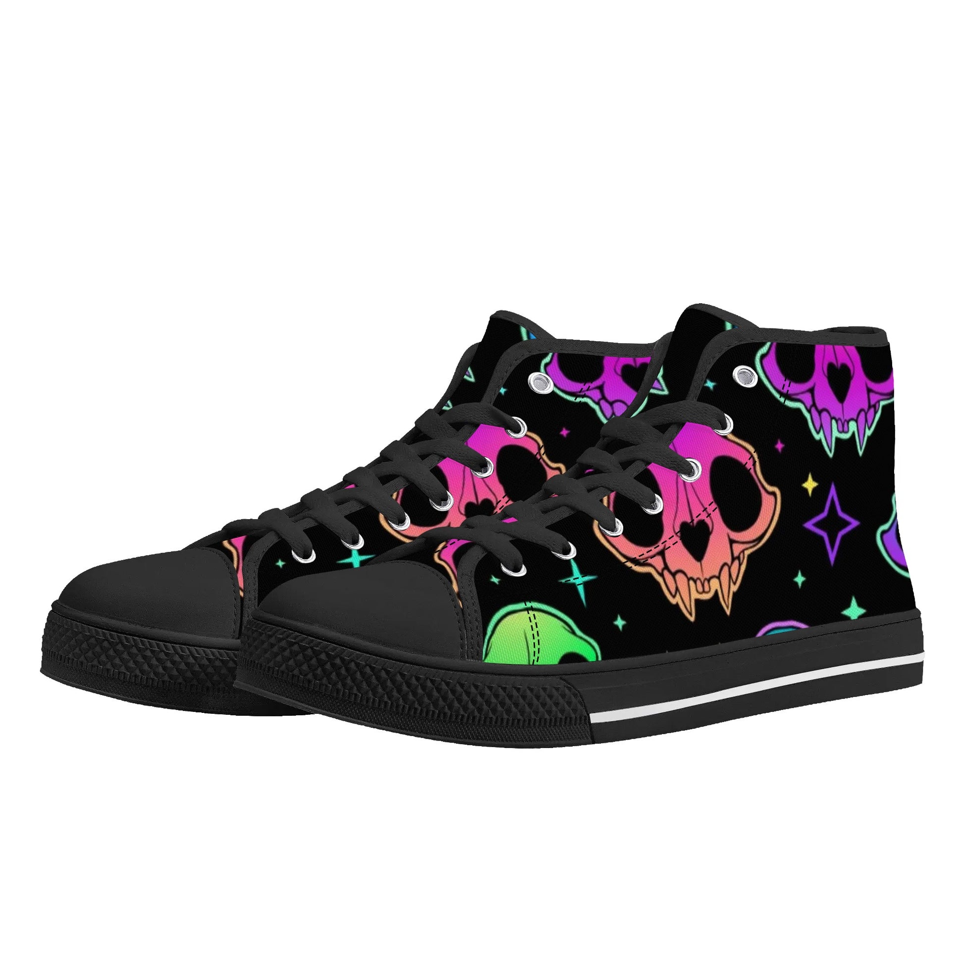 Womens Gothic Style High Top Canvas Shoes - NocturnalExpressions