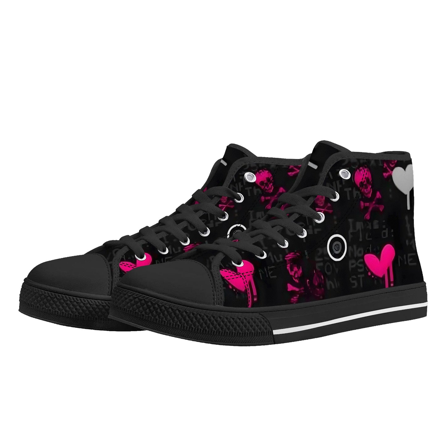 Womens Gothic Style High Top Canvas Shoes - NocturnalExpressions