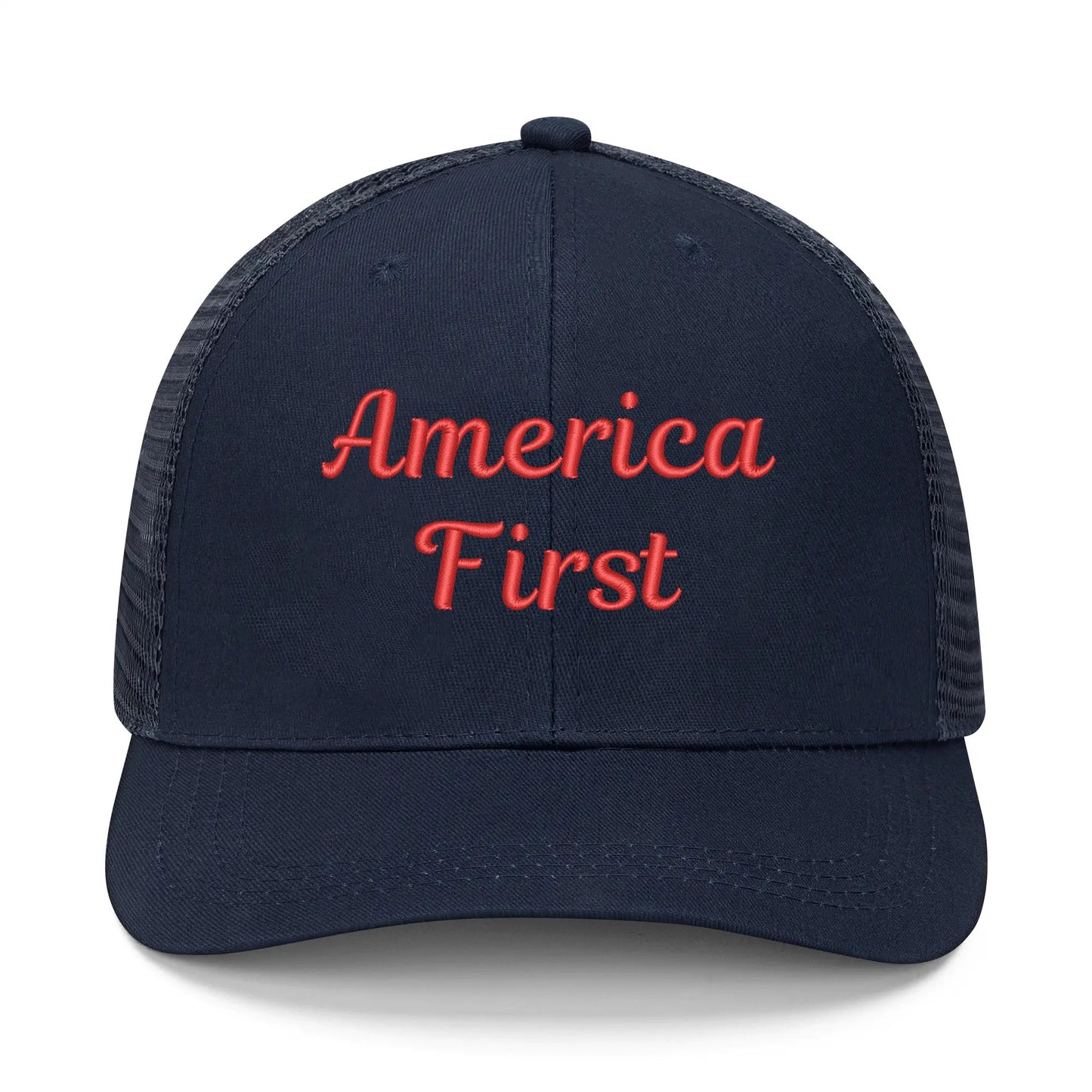 America First Emobrideried Trucker Hat - NocturnalExpressions