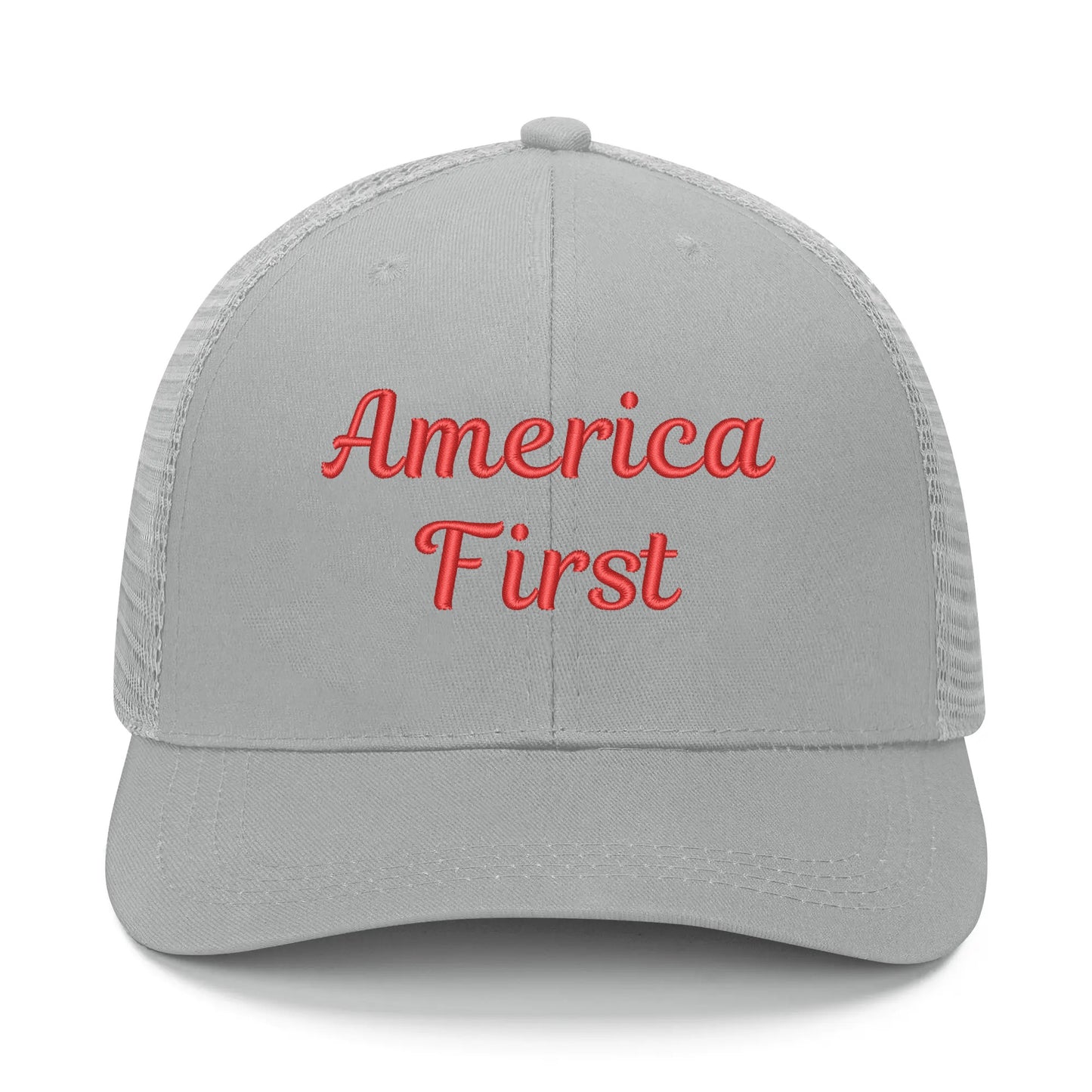 America First Emobrideried Trucker Hat - NocturnalExpressions