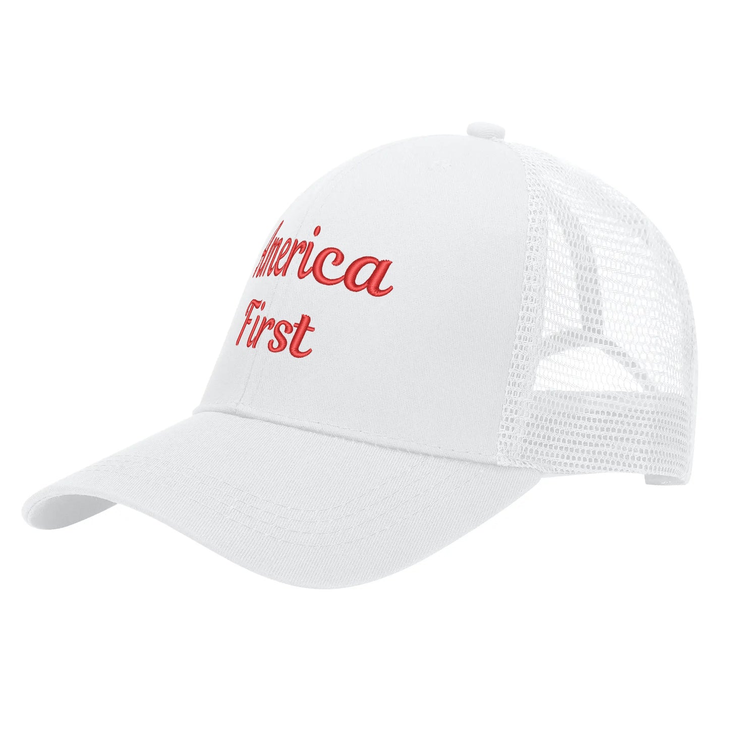 America First Emobrideried Trucker Hat - NocturnalExpressions