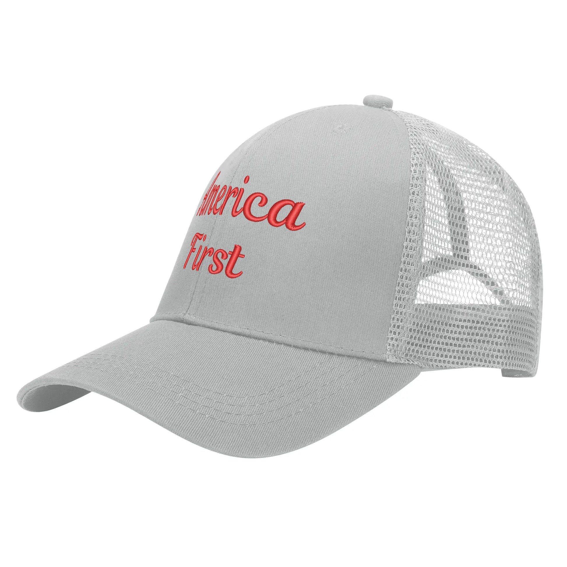 America First Emobrideried Trucker Hat - NocturnalExpressions