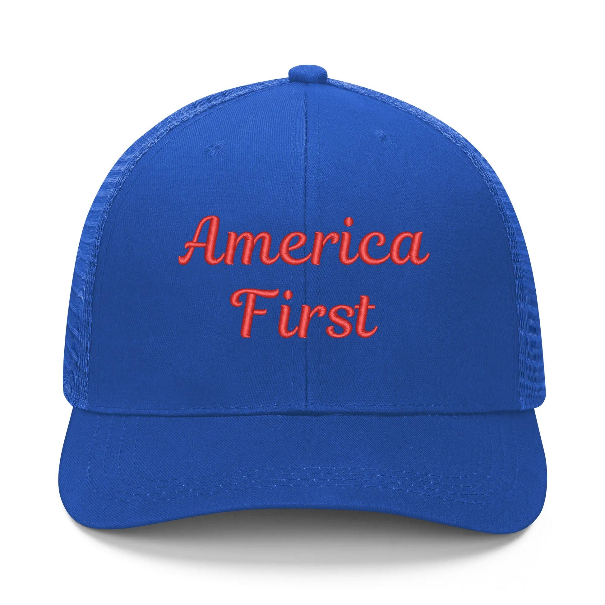 America First Emobrideried Trucker Hat - NocturnalExpressions