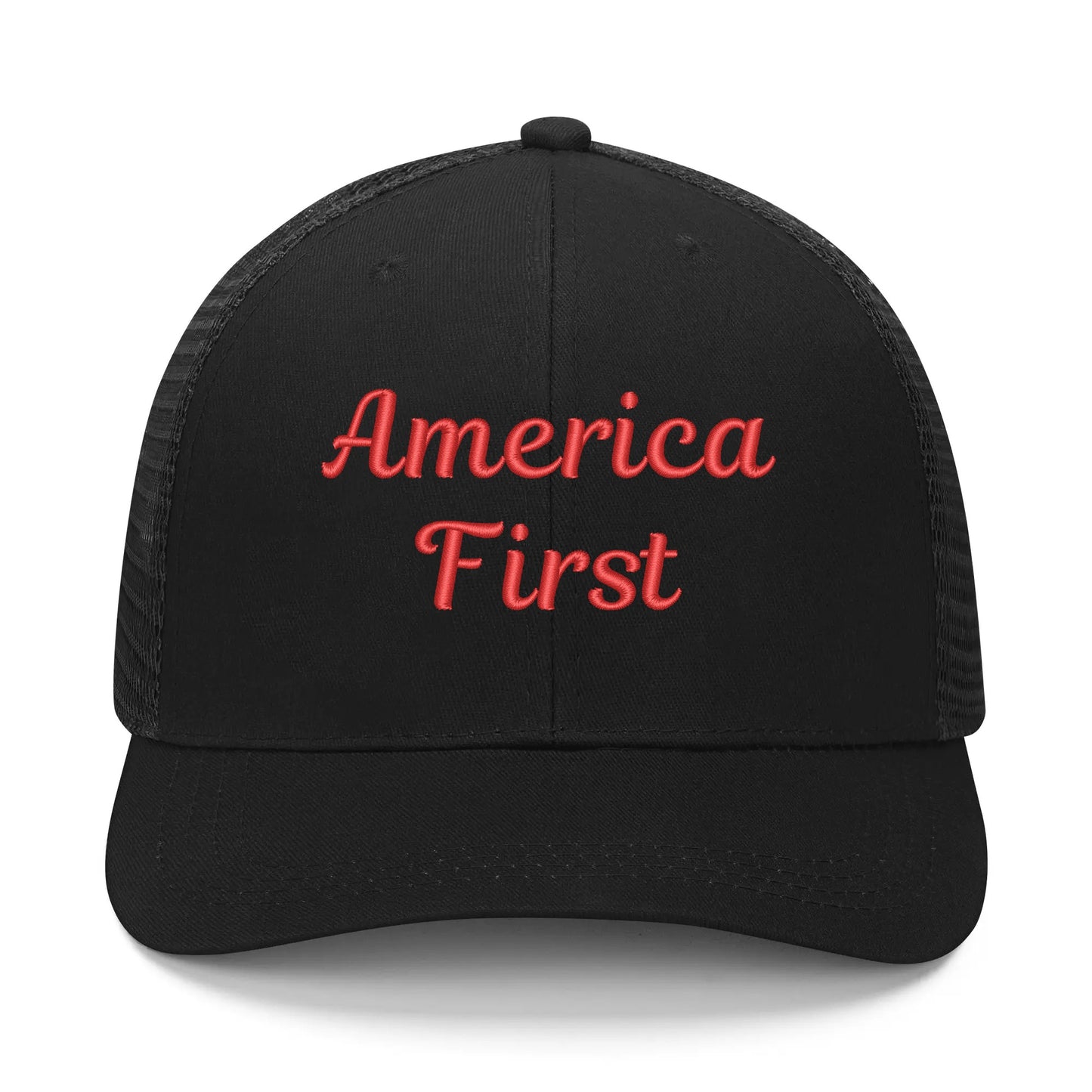 America First Emobrideried Trucker Hat - NocturnalExpressions