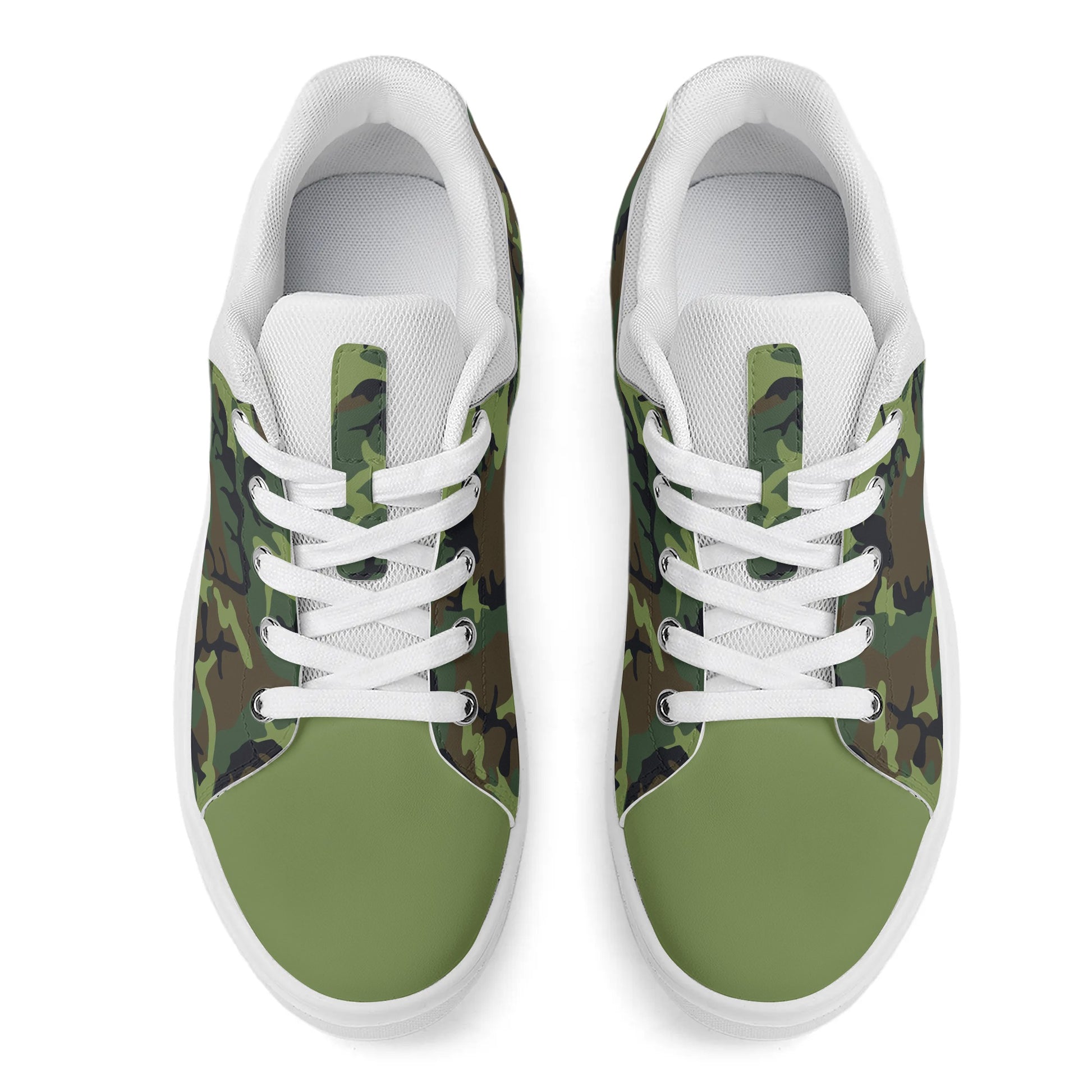 Camouflage PU Leather Low Top Skateboard Shoes with Flag Graphic - NocturnalExpressions