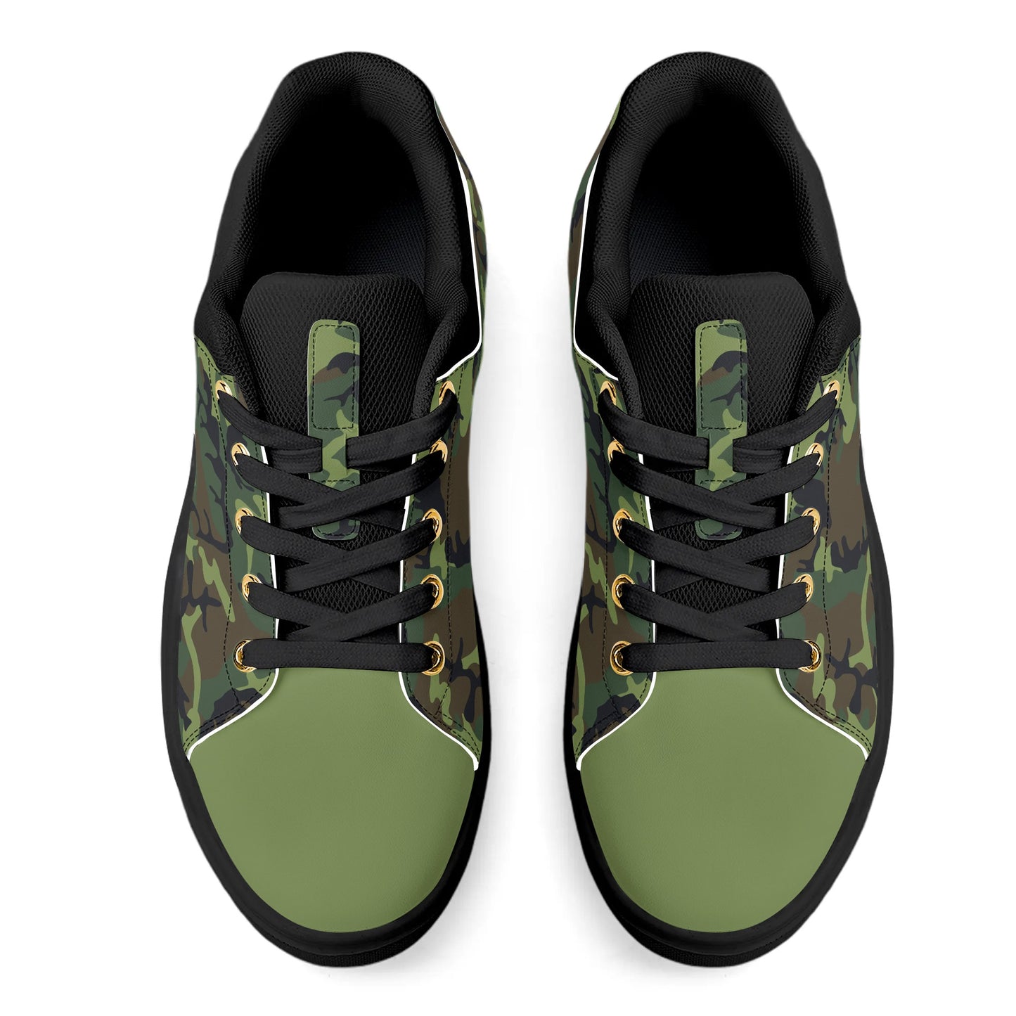 Camouflage PU Leather Low Top Skateboard Shoes with Flag Graphic - NocturnalExpressions