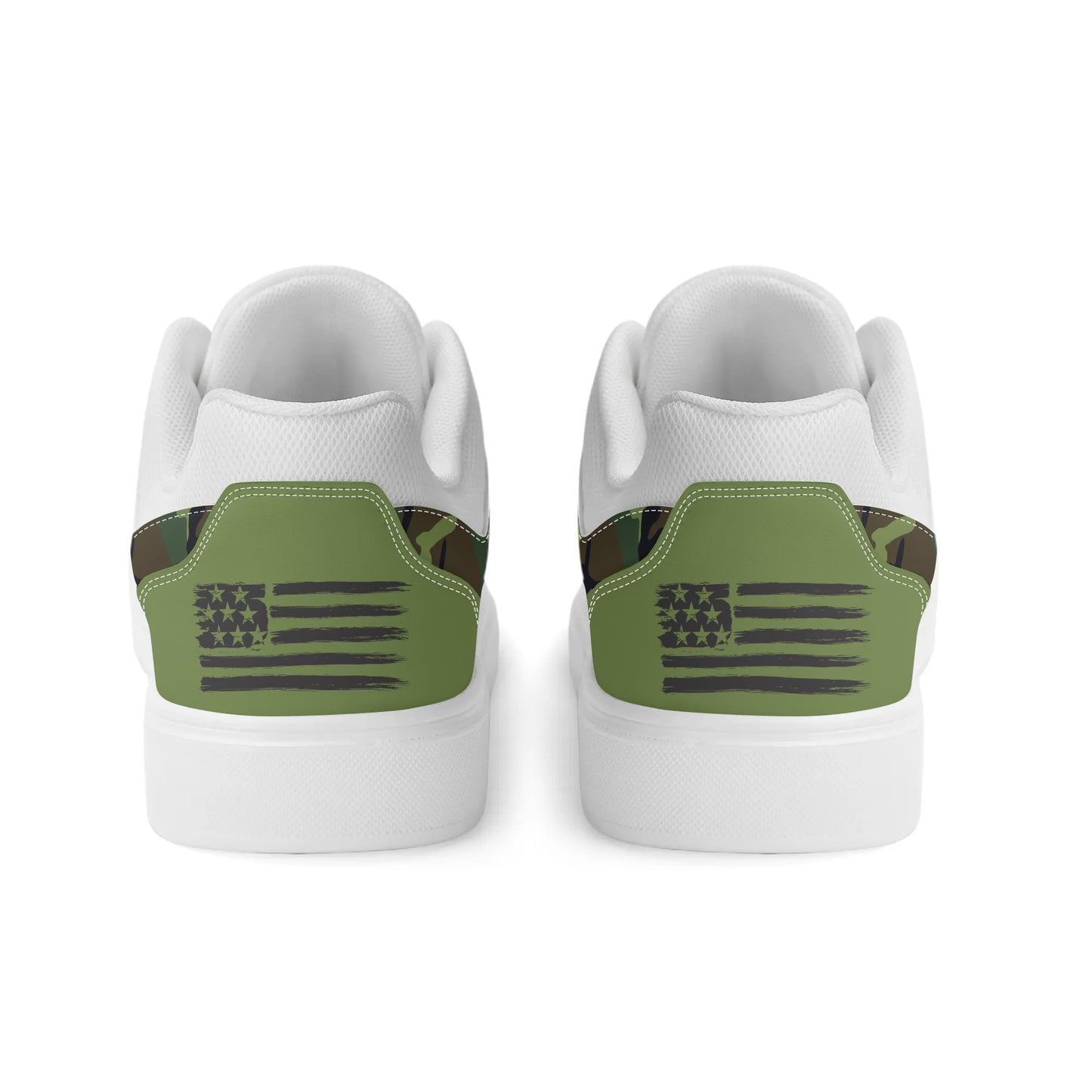 Camouflage PU Leather Low Top Skateboard Shoes with Flag Graphic - NocturnalExpressions