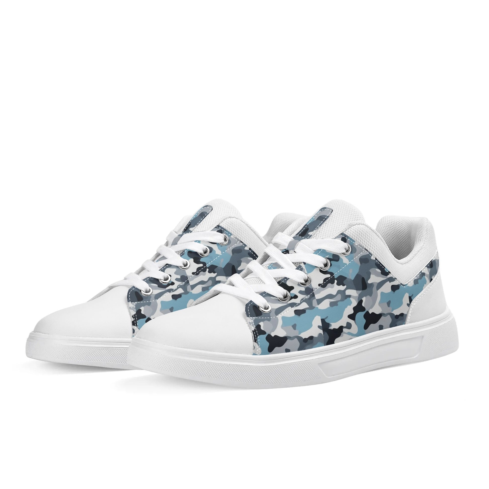 Camouflage PU Leather Low Top Skateboard Shoes with Flag Graphic - NocturnalExpressions