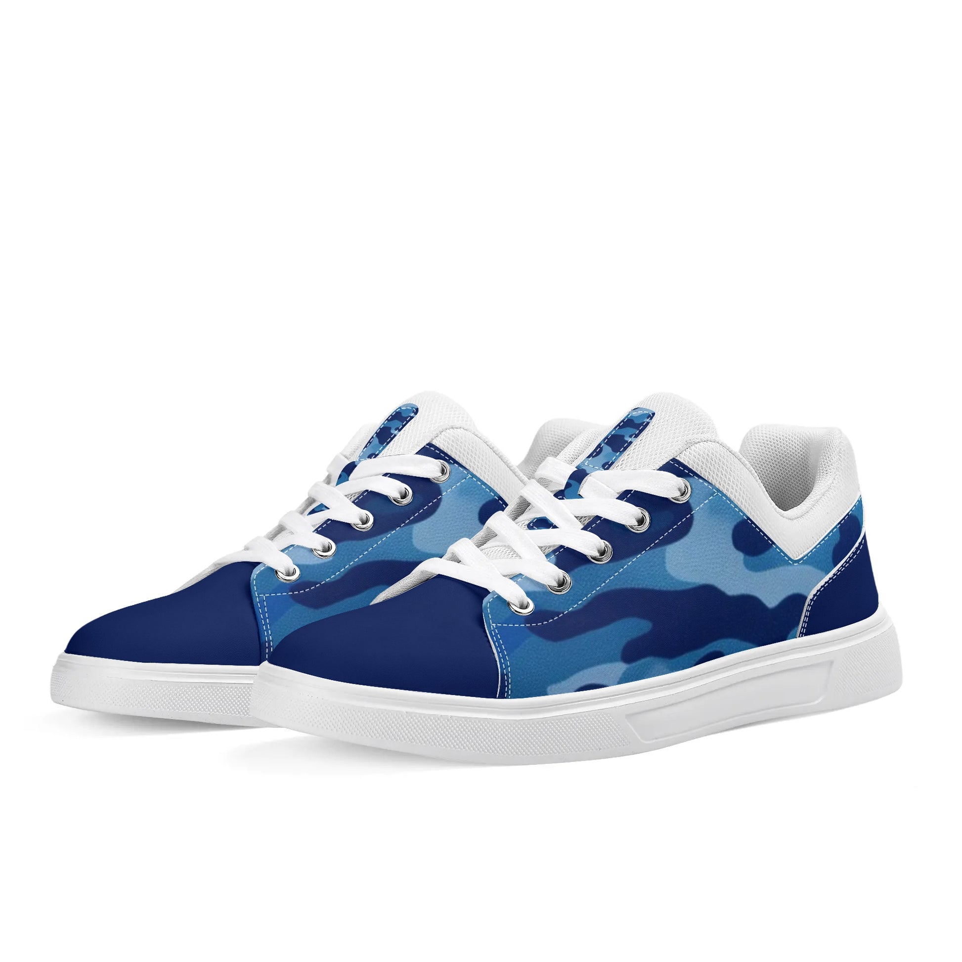 Camouflage PU Leather Low Top Skateboard Shoes with Flag Graphic - NocturnalExpressions