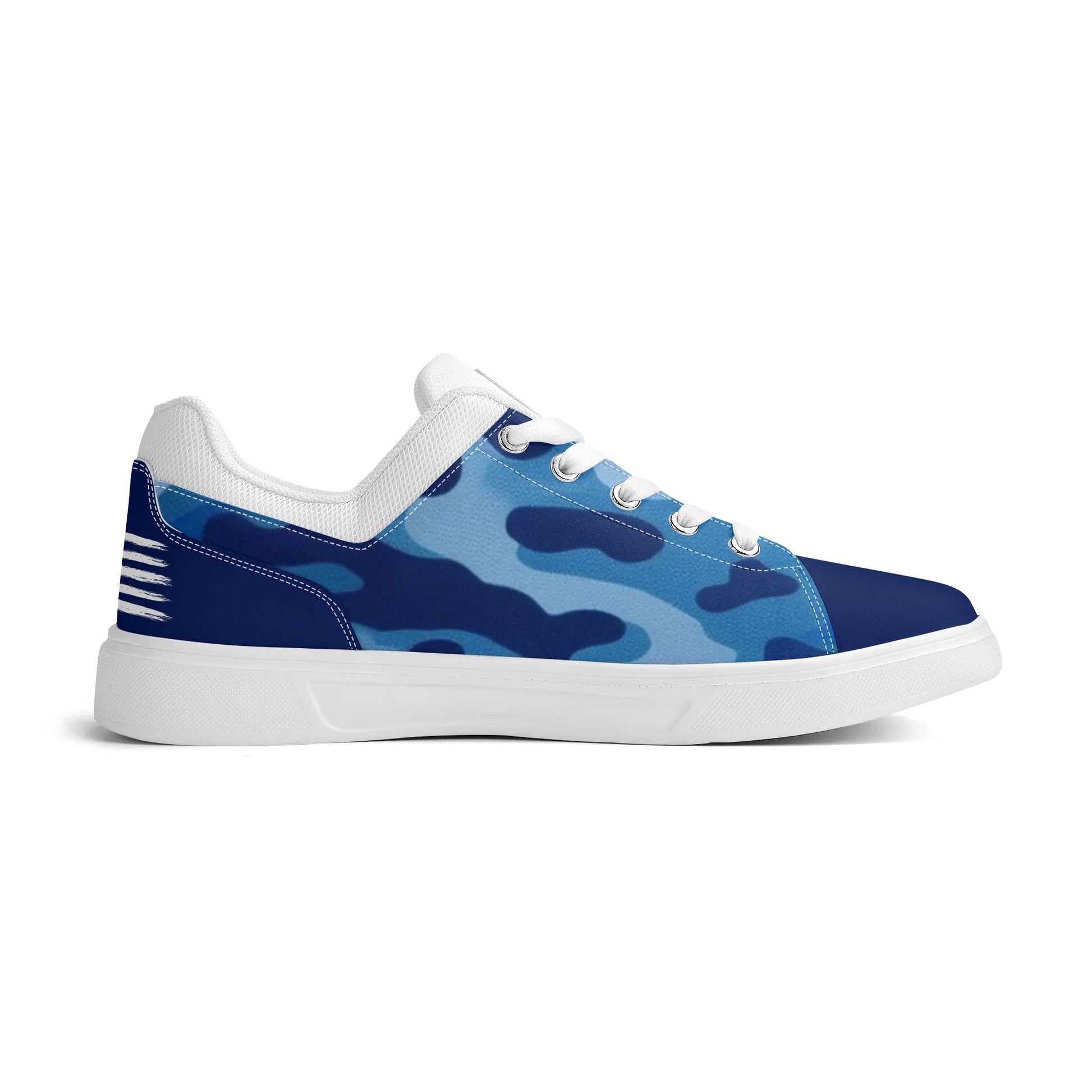 Camouflage PU Leather Low Top Skateboard Shoes with Flag Graphic - NocturnalExpressions