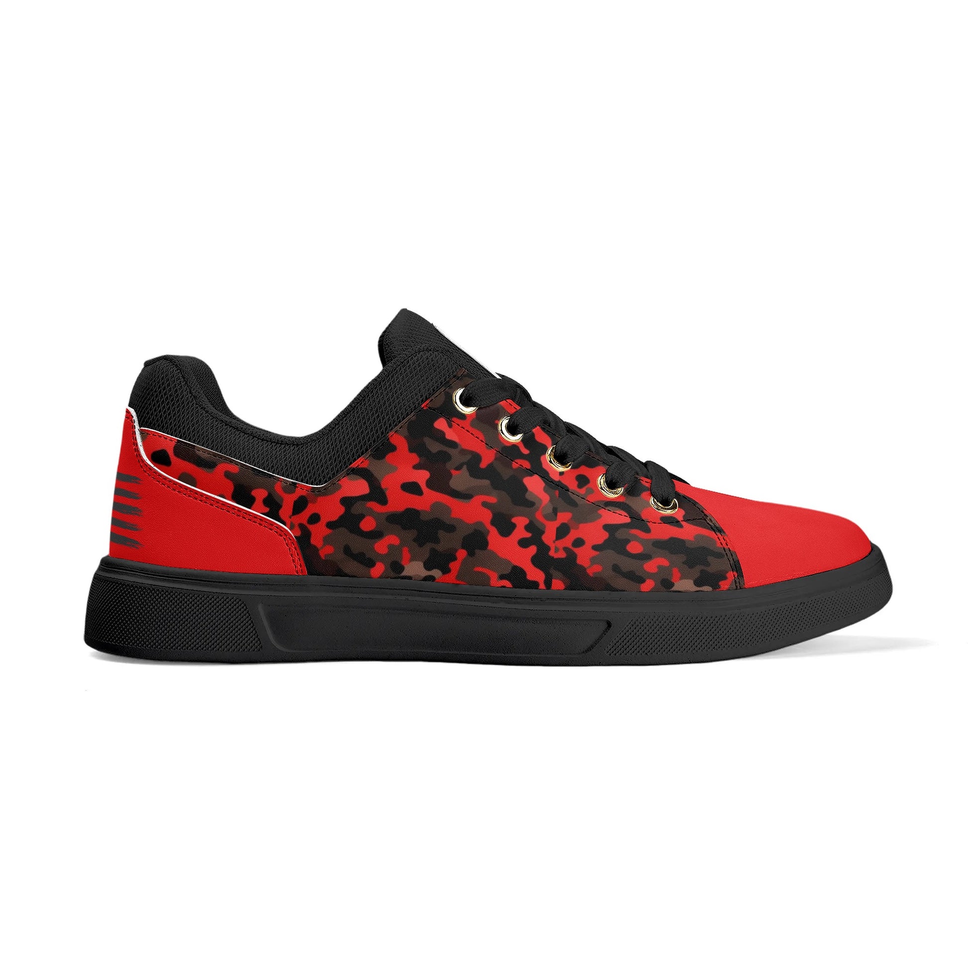 Camouflage PU Leather Low Top Skateboard Shoes with Flag Graphic - NocturnalExpressions