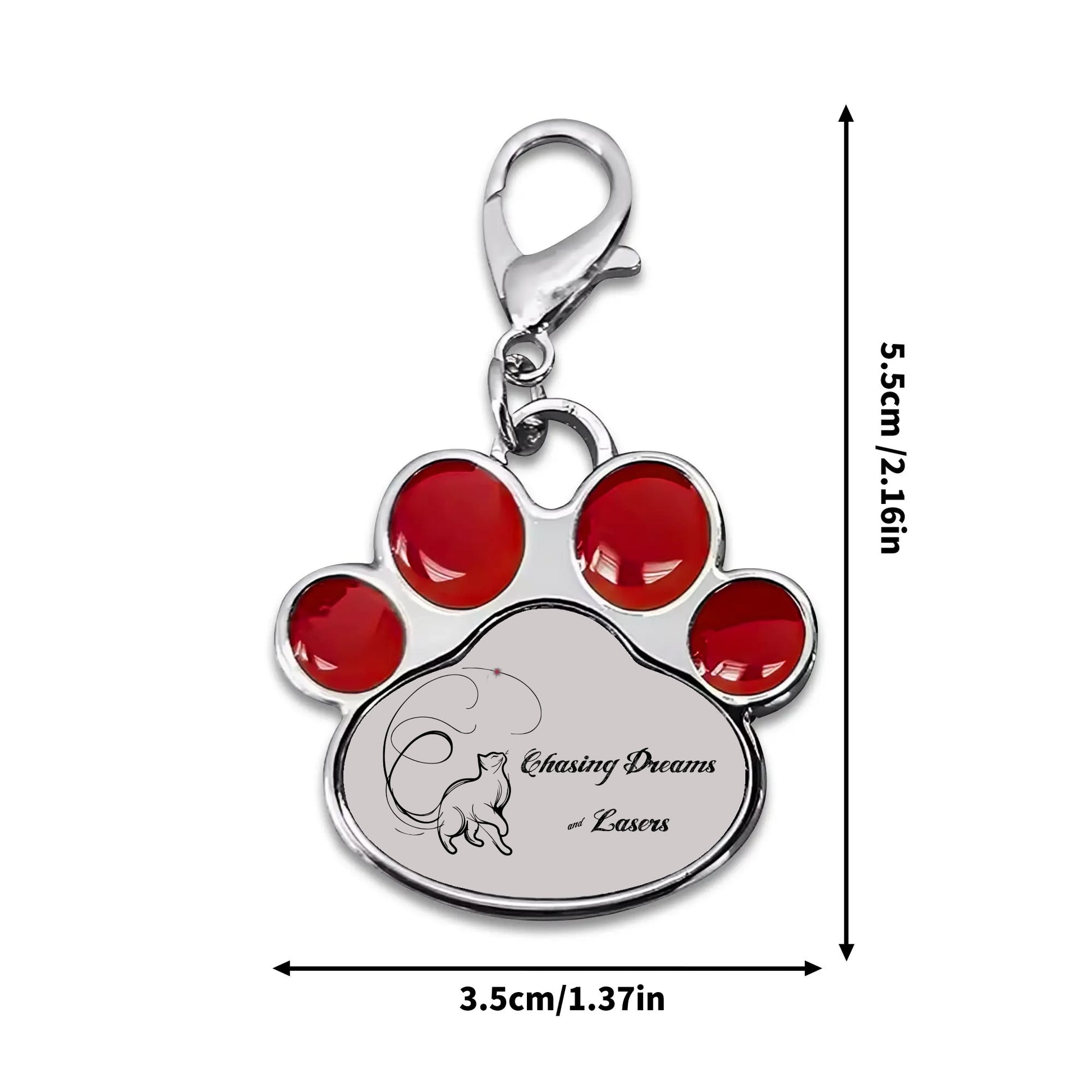 Chasing Dreams & Lasers Typographical Art Printed Paw Shaped Pet Tag - NocturnalExpressions