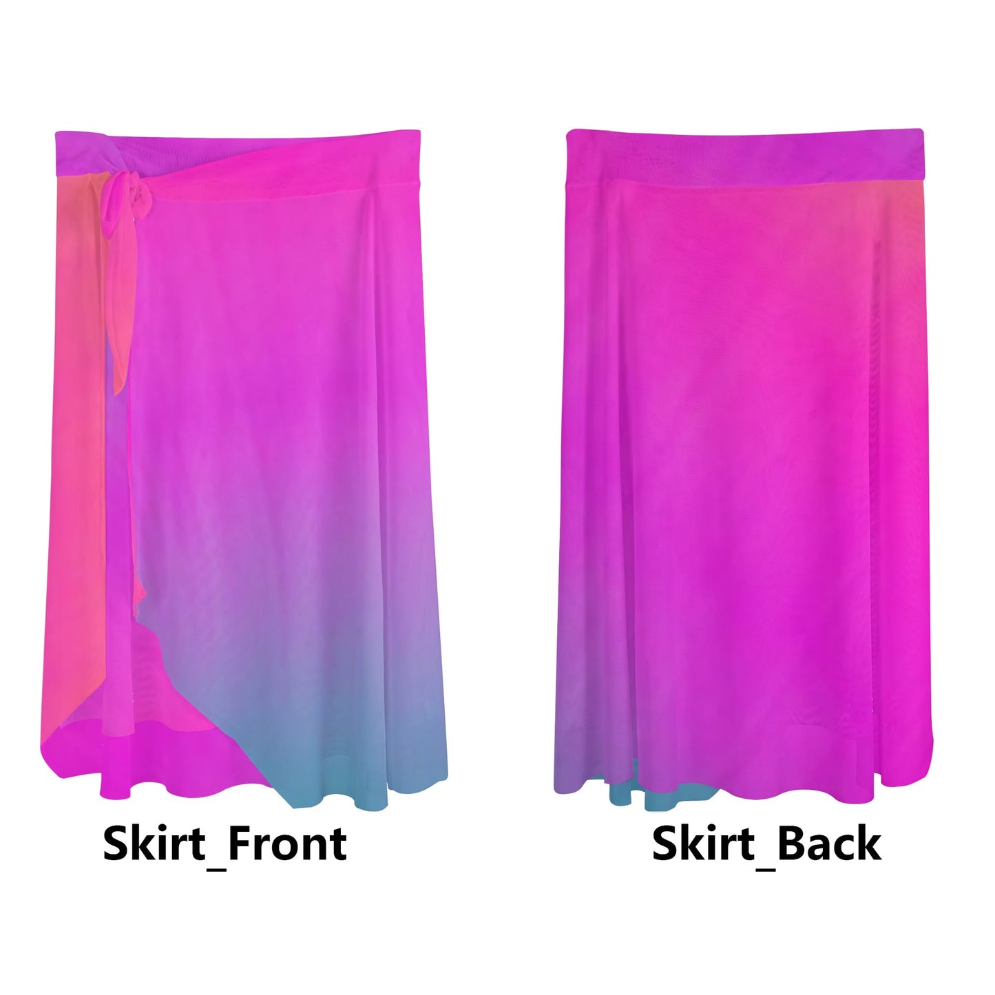 Womens Multicolored Cover-up Wraparound Skirt