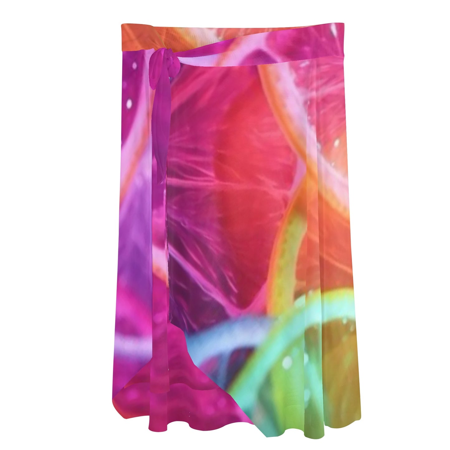 Womens Multicolored Cover-up Wraparound Skirt