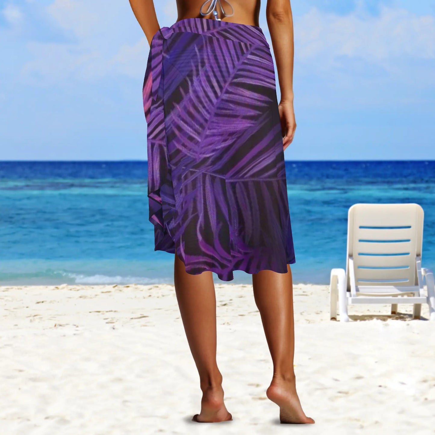 Womens Multicolored Cover-up Wraparound Skirt