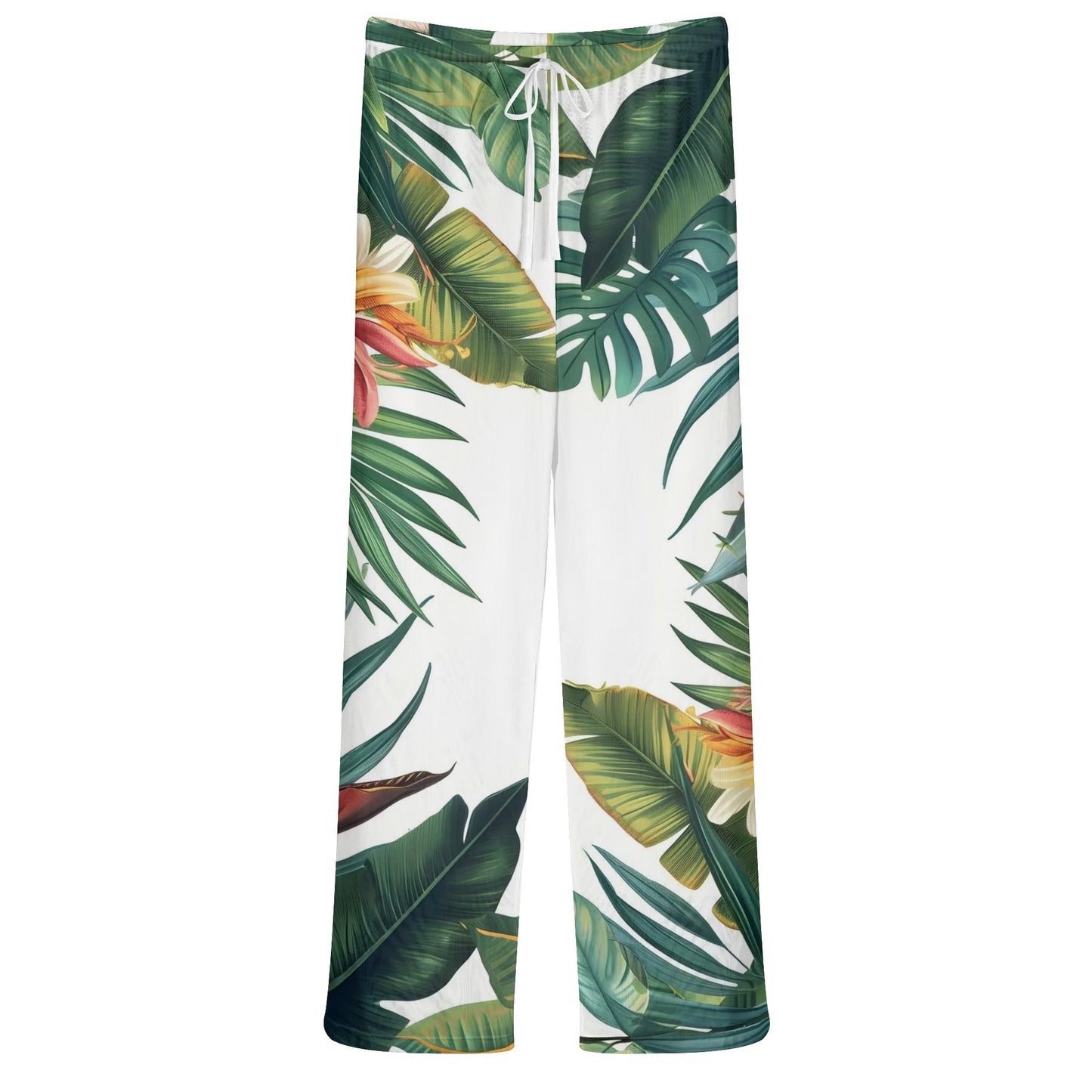 Womens Colorful Island Vibes Tropical Floral Print Sheer Beach Pants