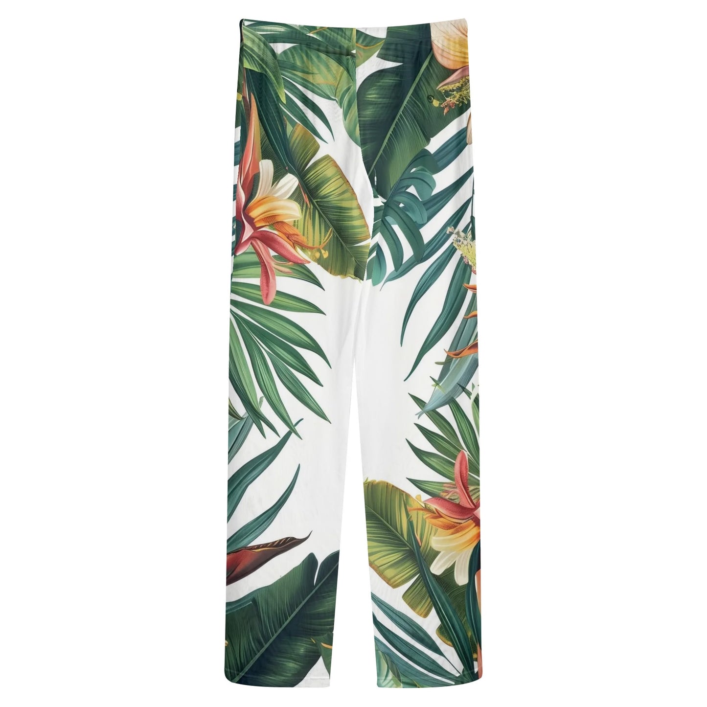 Womens Colorful Island Vibes Tropical Floral Print Sheer Beach Pants