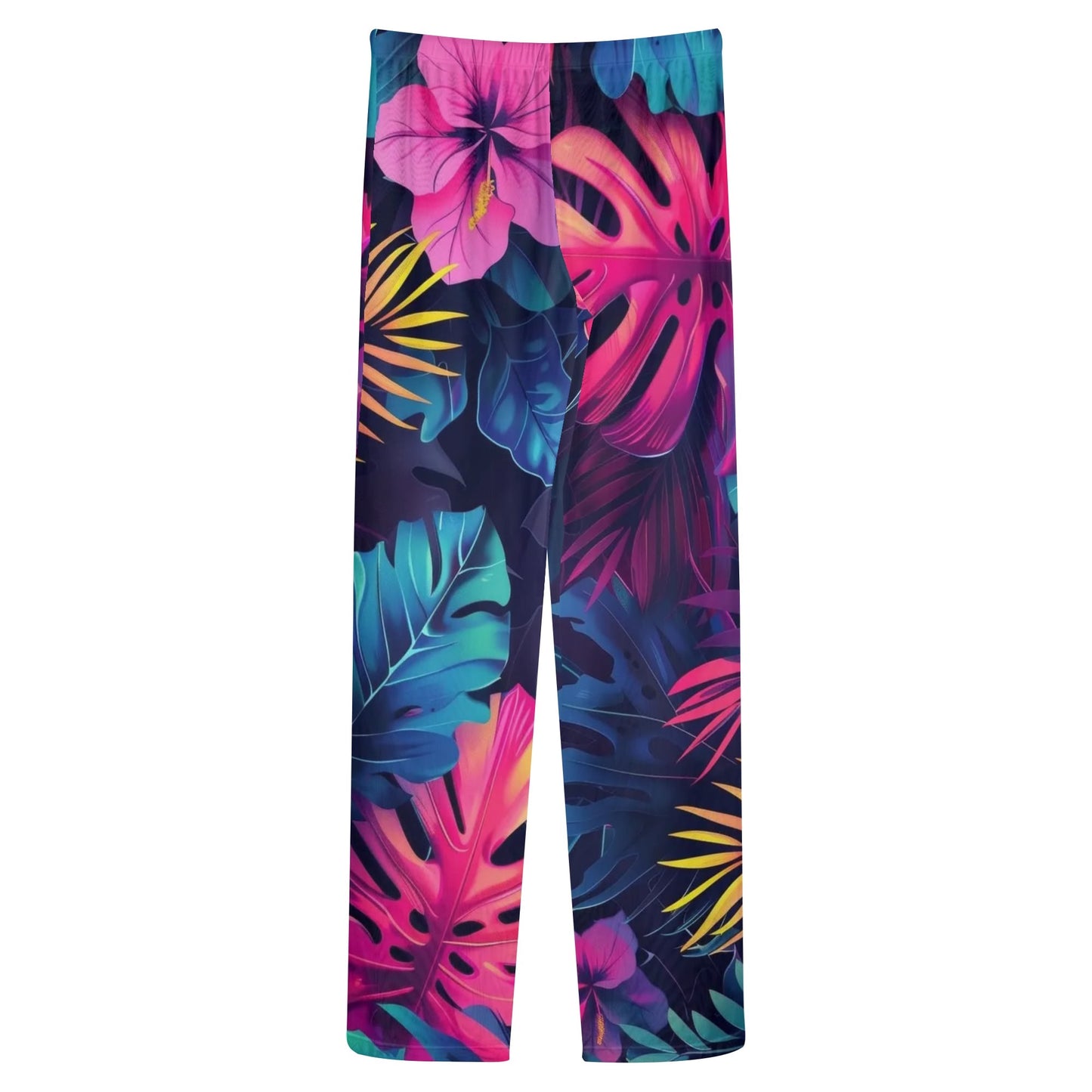 Womens Colorful Island Vibes Tropical Floral Print Sheer Beach Pants