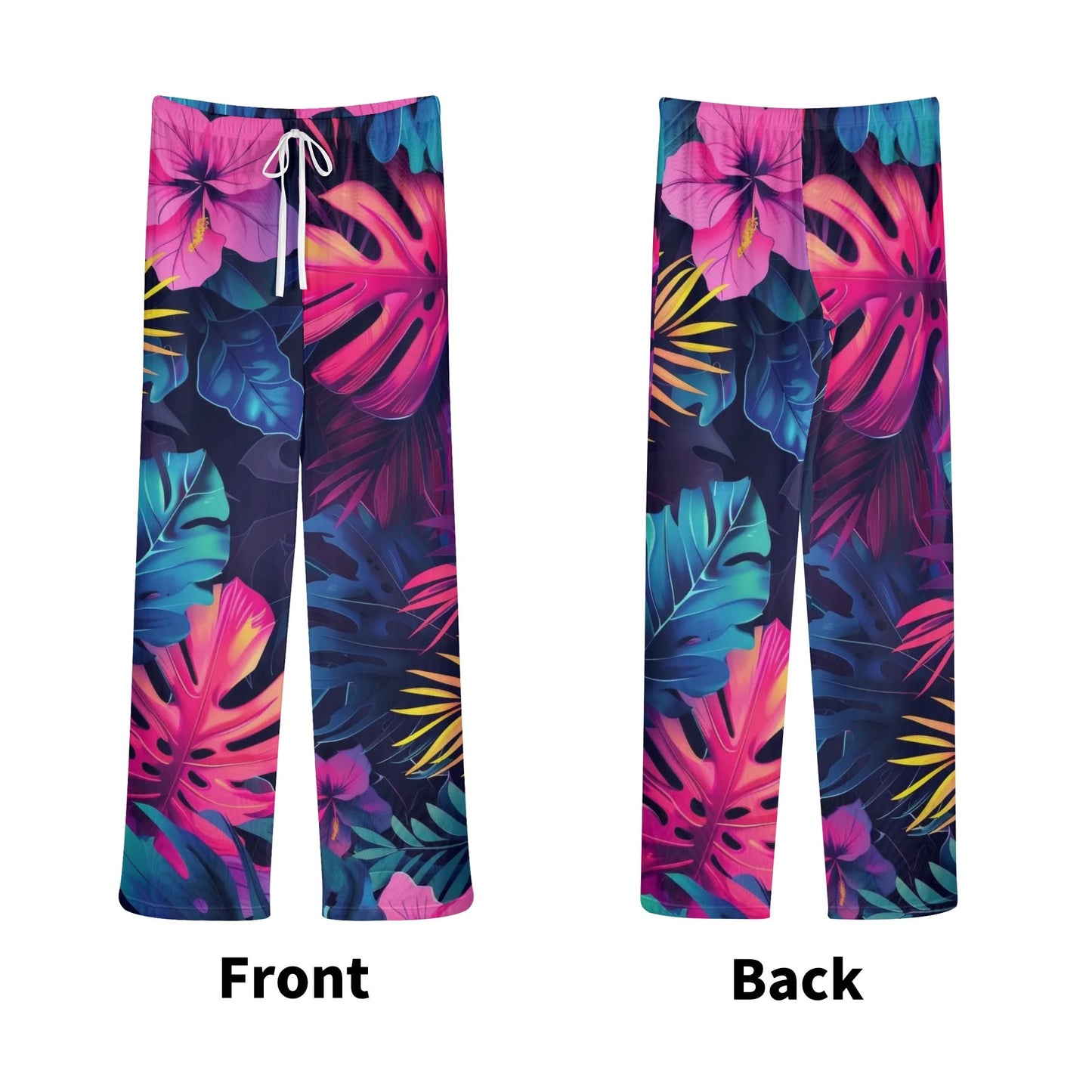 Womens Colorful Island Vibes Tropical Floral Print Sheer Beach Pants