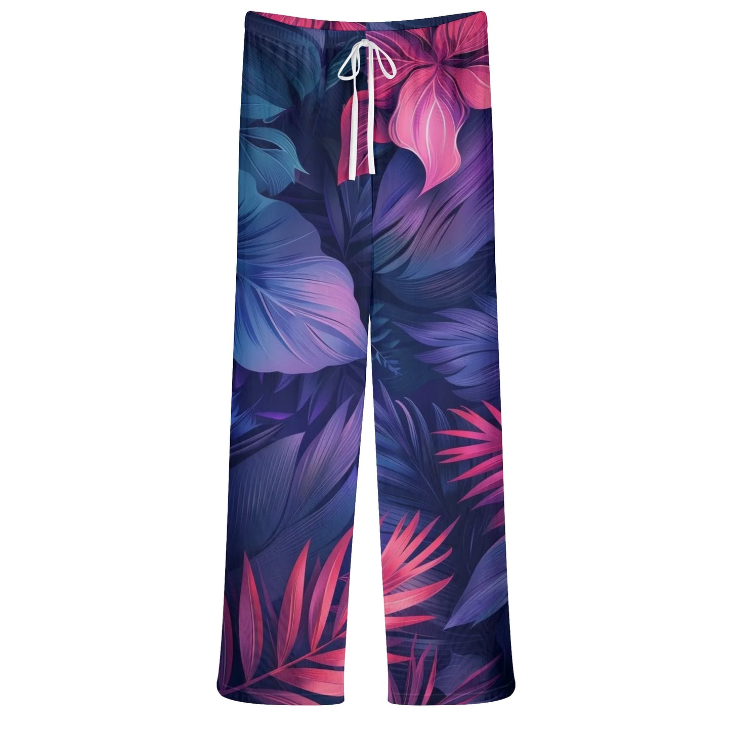 Womens Colorful Island Vibes Tropical Floral Print Sheer Beach Pants