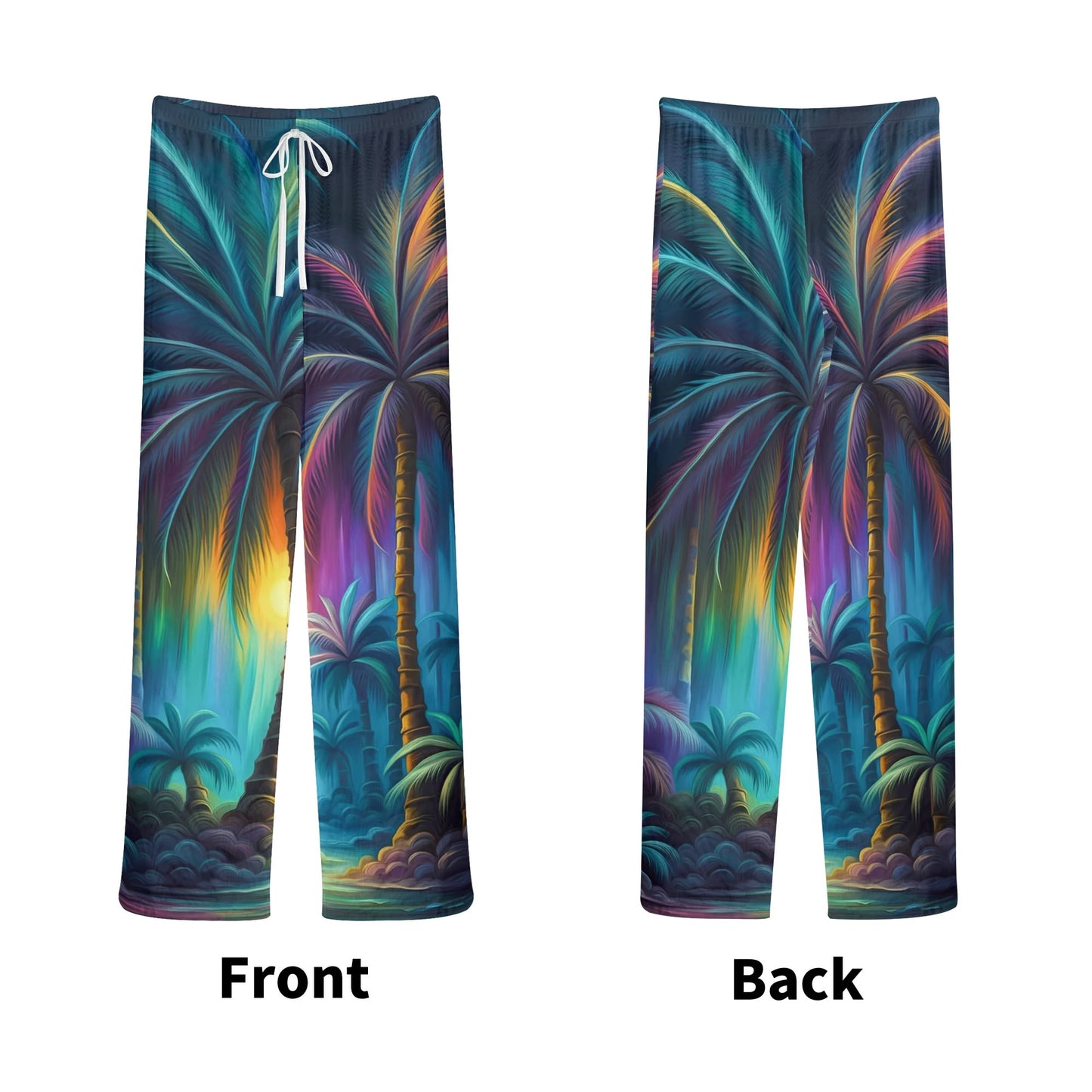 Womens Colorful Island Vibes Tropical Floral Print Sheer Beach Pants