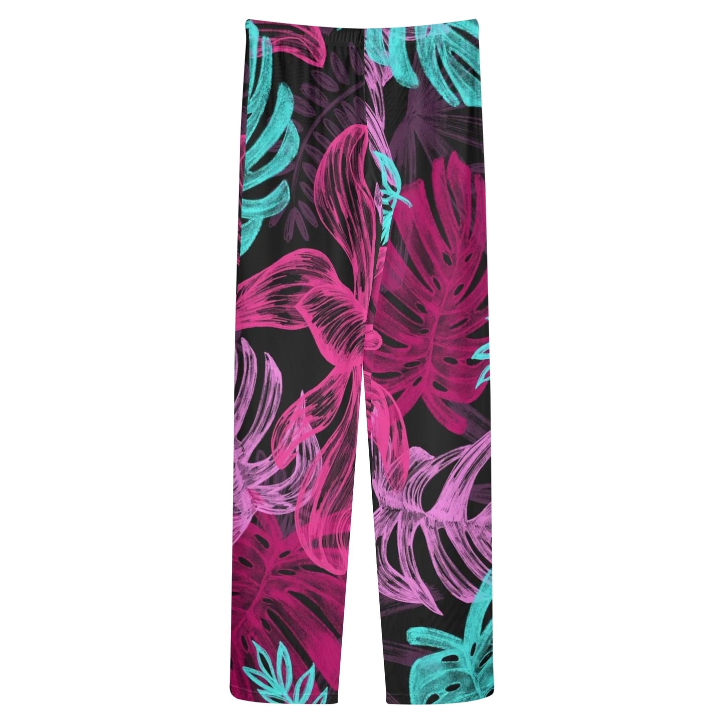 Womens Colorful Island Vibes Tropical Floral Print Sheer Beach Pants