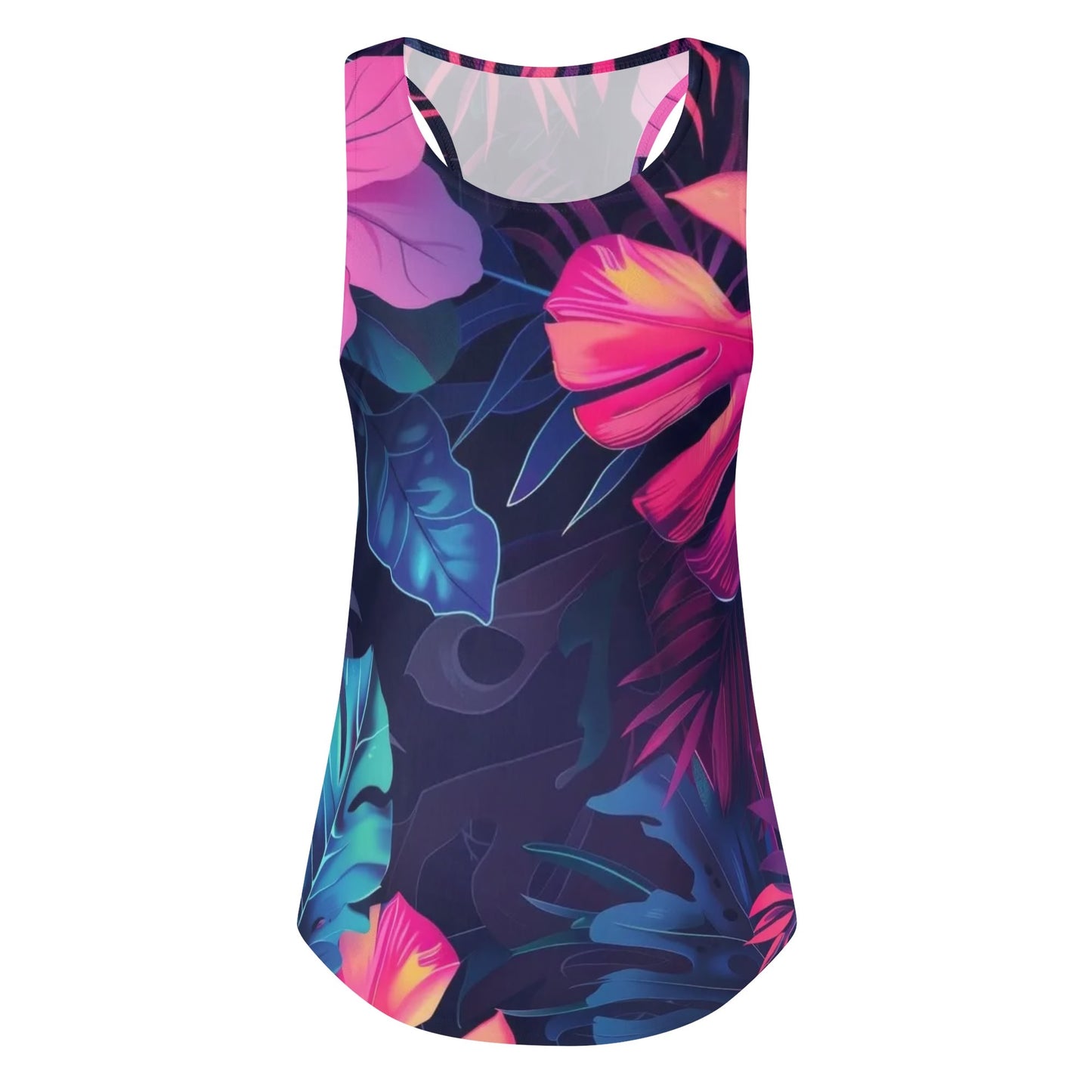 Womens Tropical Floral Print Loose Fit Tank Tops