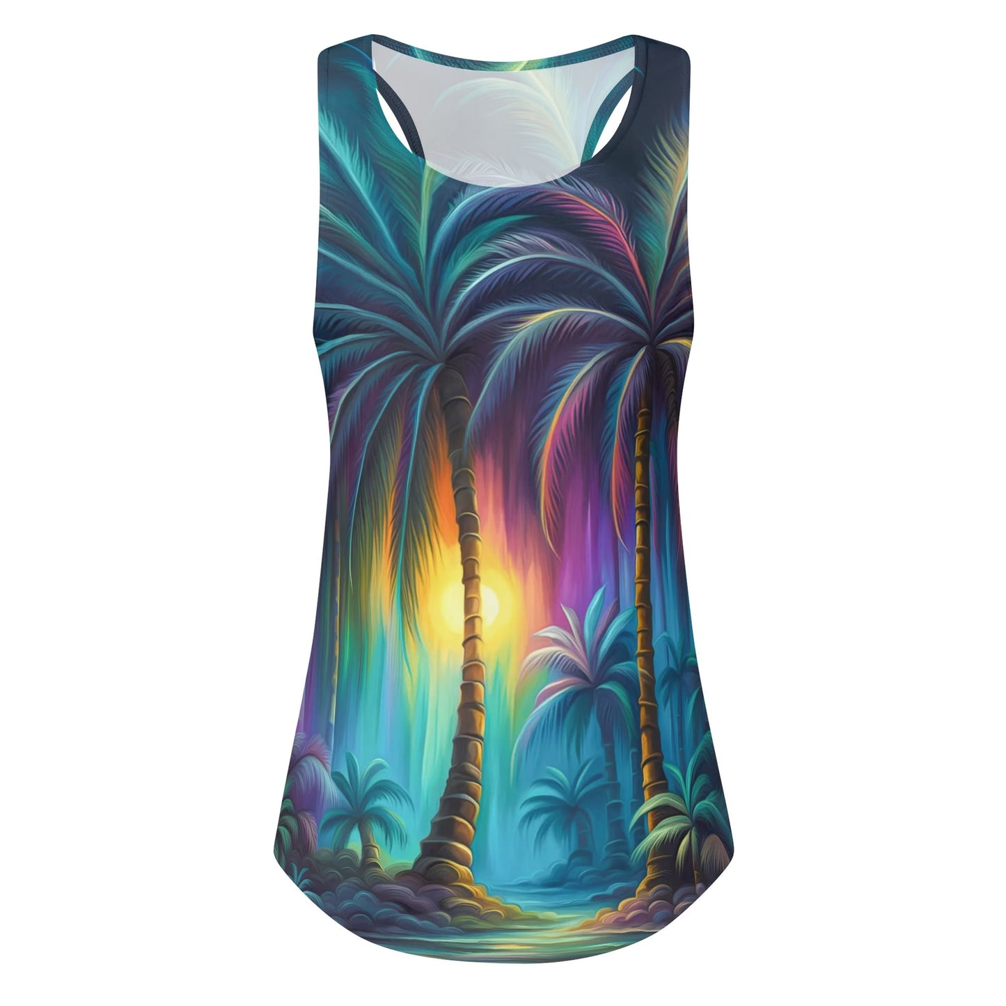 Womens Tropical Floral Print Loose Fit Tank Tops