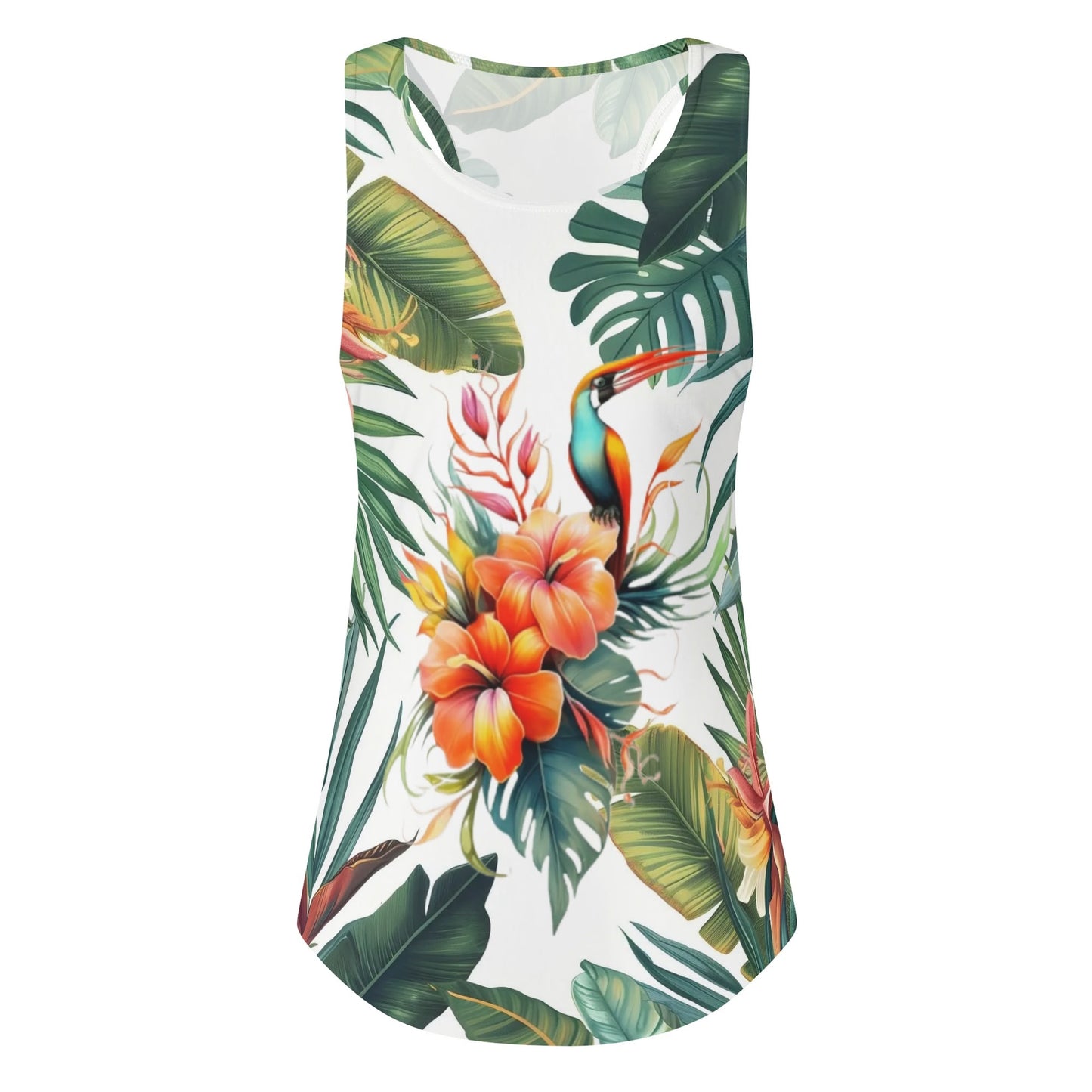 Womens Tropical Floral Print Loose Fit Tank Tops