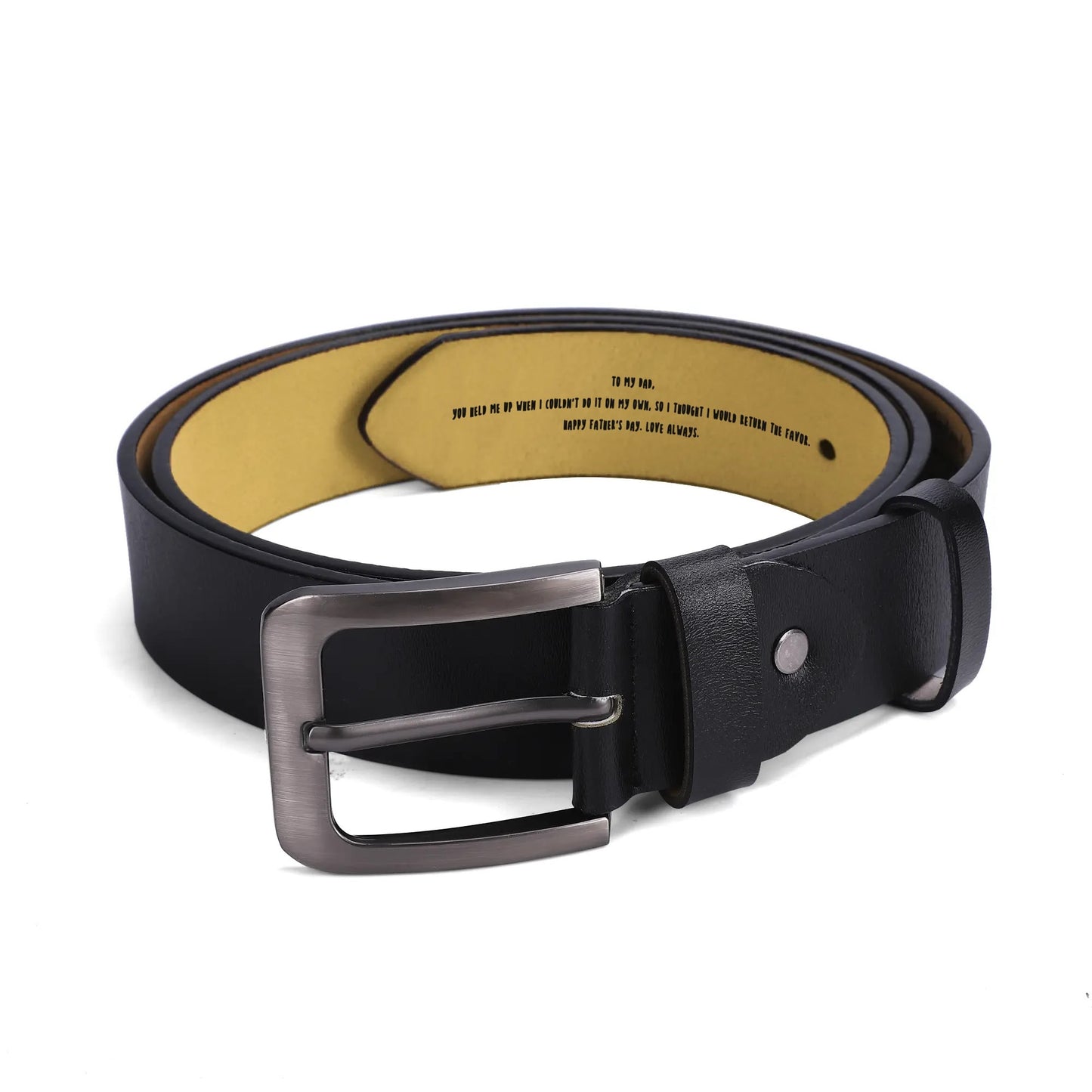 Black Engraved Leather Belt Funny Personalized Gift For Fathers Day