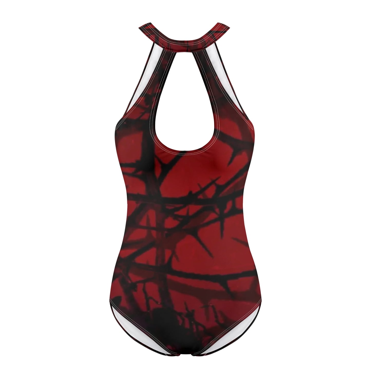 Women's Sexy Gothic Swimwear: Halter Cut Out One-Piece Backless Swimsuit