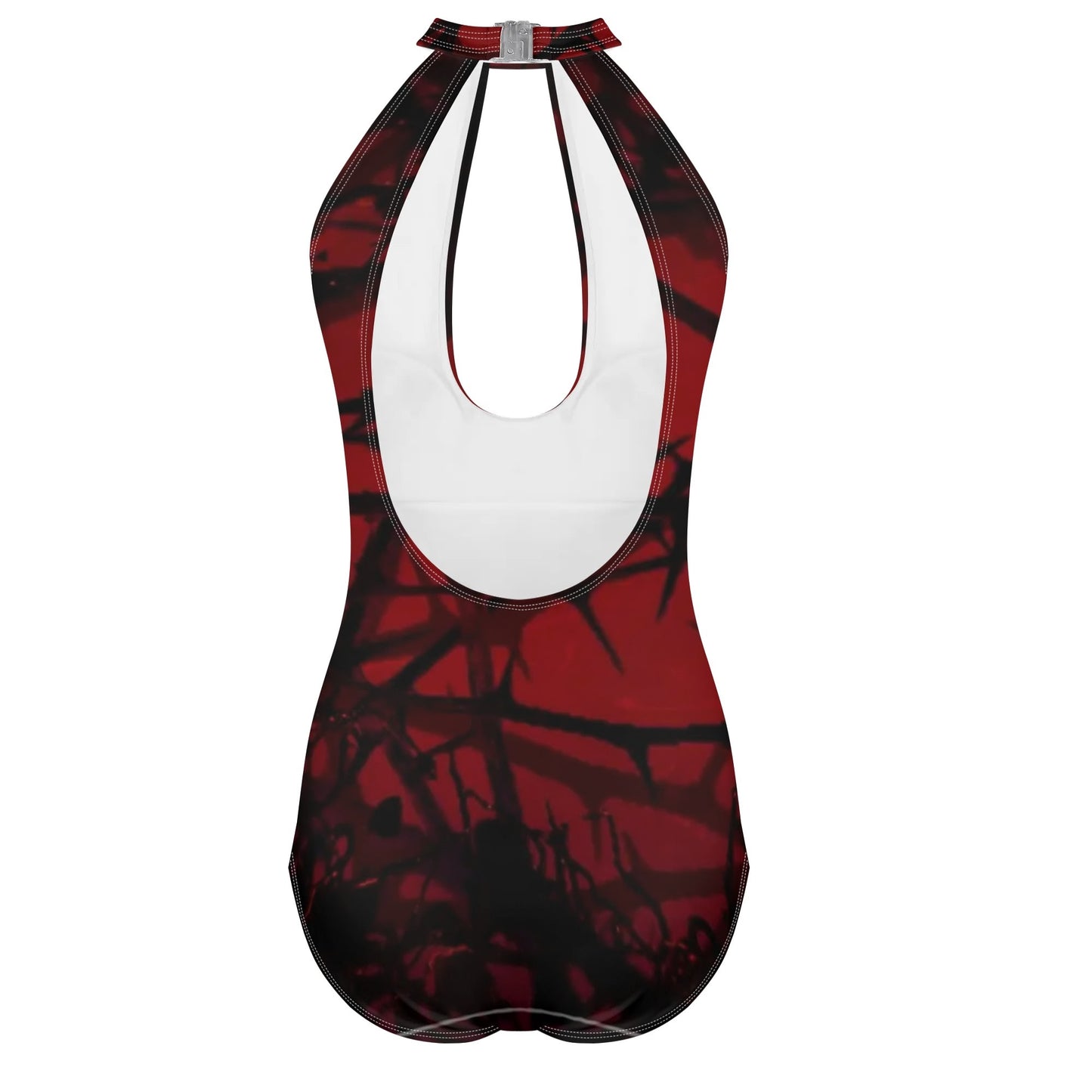 Women's Sexy Gothic Swimwear: Halter Cut Out One-Piece Backless Swimsuit