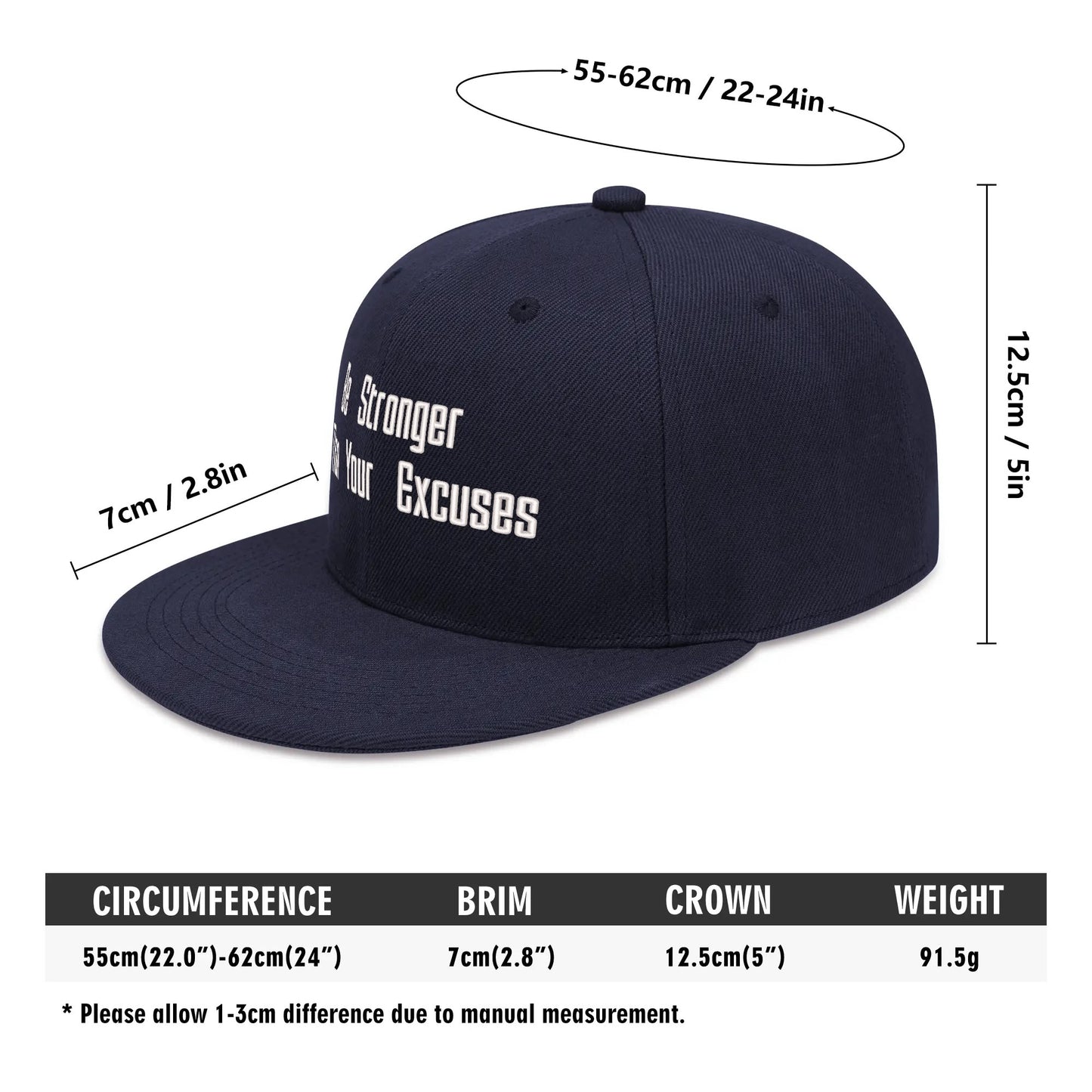 Be Stronger Than Your Excuses Embroidered Baseball Cap