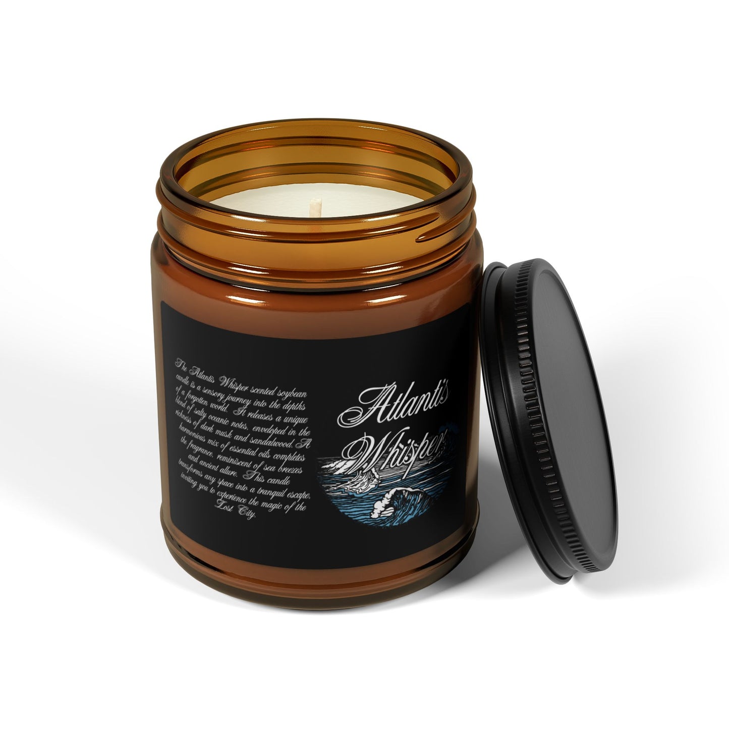 Atlantis Whisper Scented Soy Candle (Multi-Size:4 & 9oz, Amber Jar)