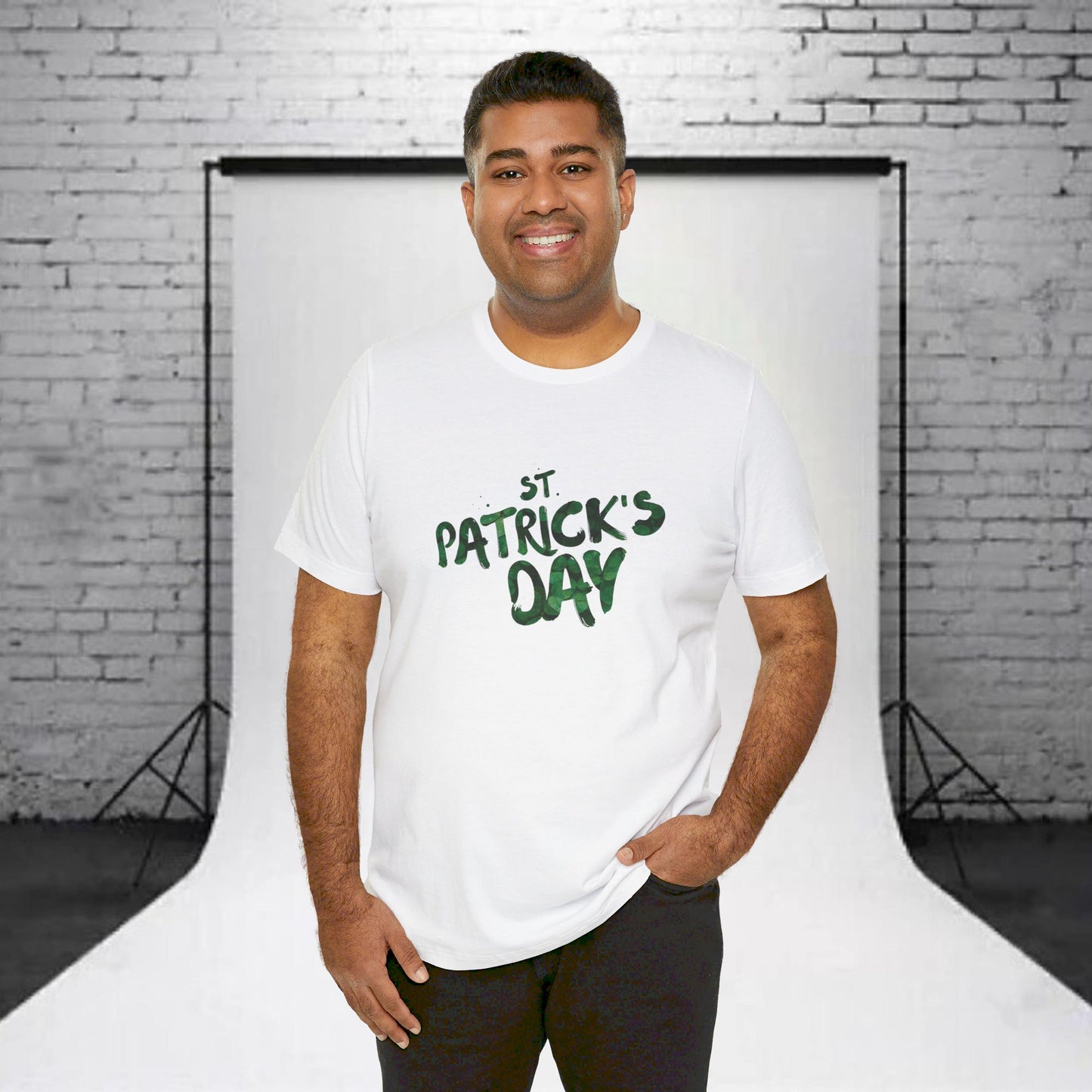 St Patrick's Day Shamrocks Typography Graphic Design Jersey Short Sleeve Tee