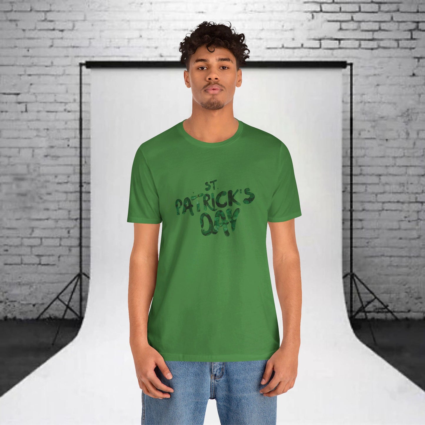 St Patrick's Day Shamrocks Typography Graphic Design Jersey Short Sleeve Tee